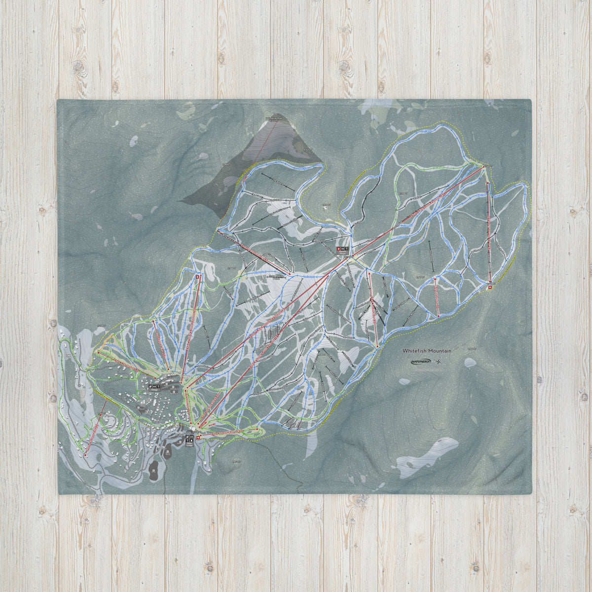 WHITEFISH MOUNTAIN, MONTANA SKI RESORT MAP BLANKET - Powderaddicts