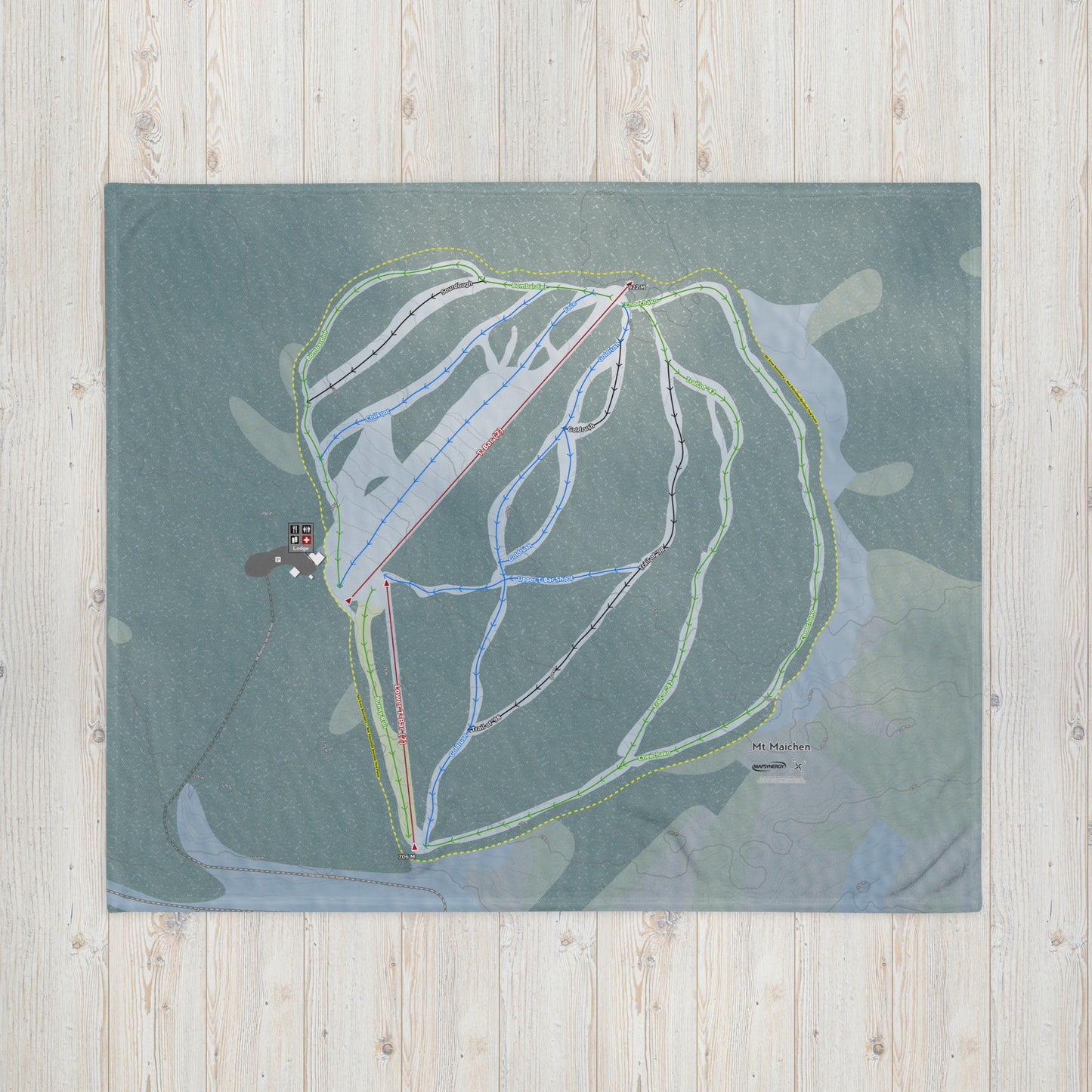 Mt Maichen, Yukon Territory Ski Resort Map Blanket - Powderaddicts