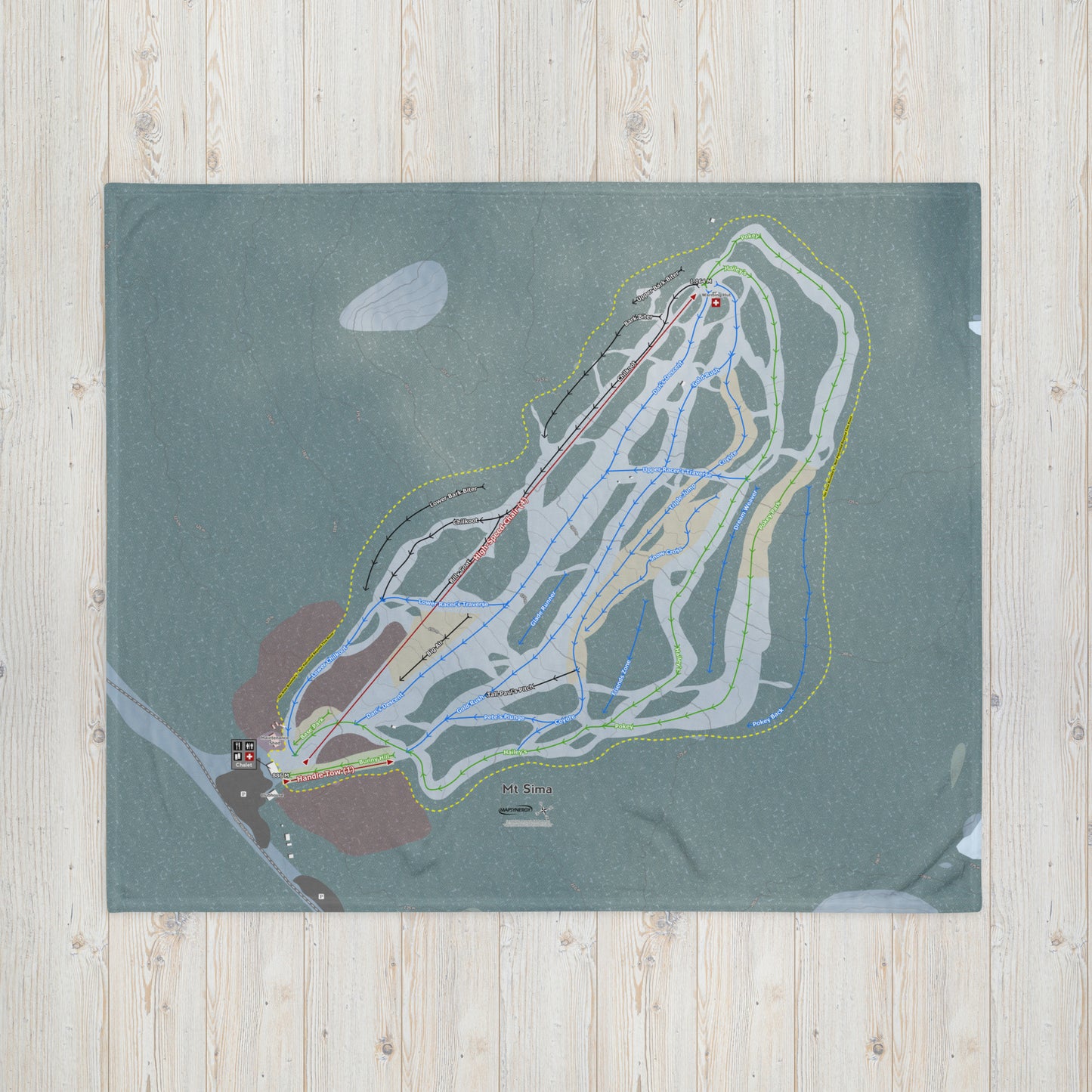 Mt Sima, Yukon Territory Ski Resort Map Blanket - Powderaddicts