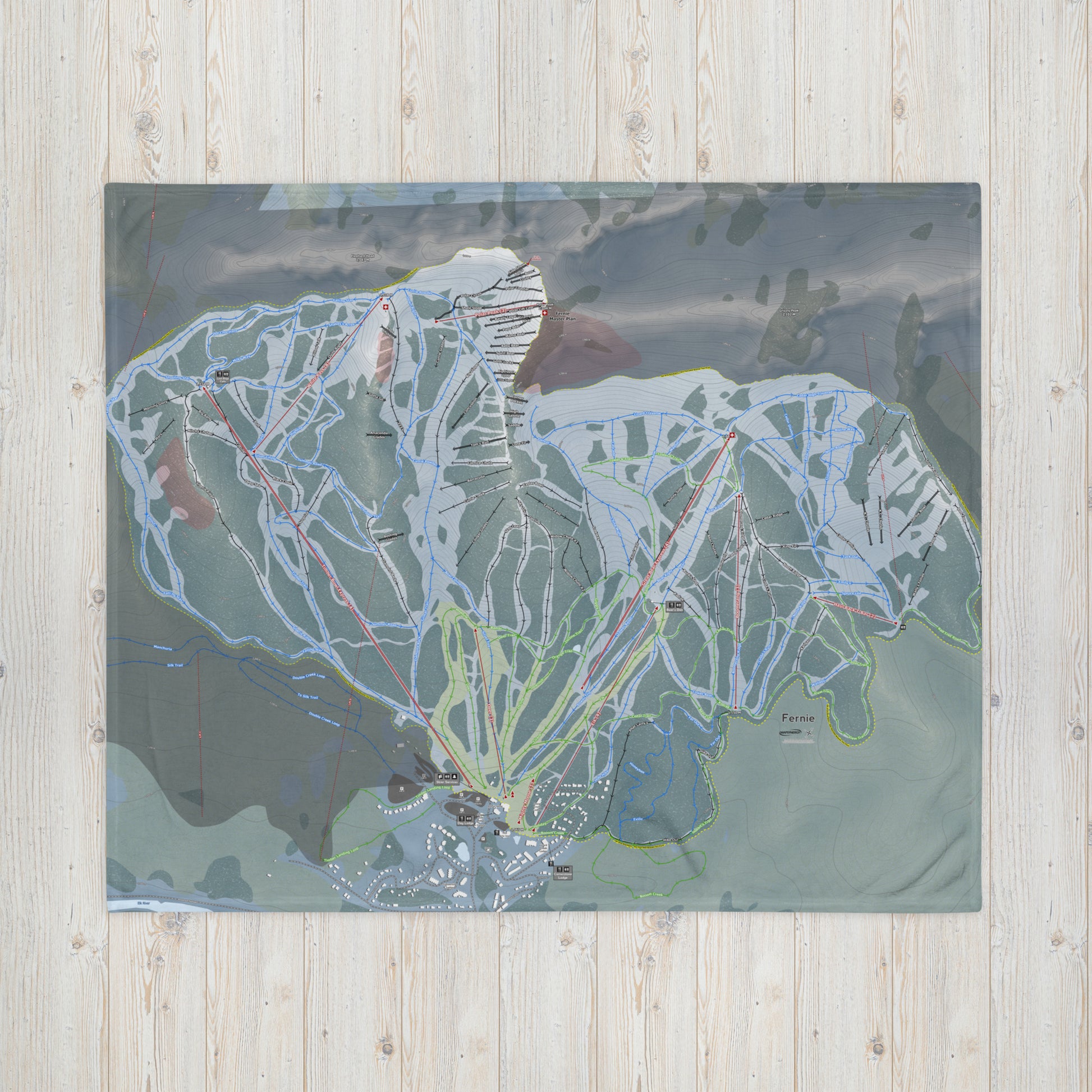Fernie, British Columbia Ski Resort Map Blanket - Powderaddicts
