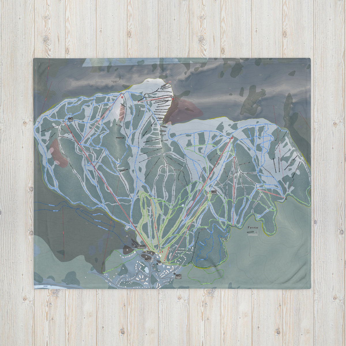 Fernie, British Columbia Ski Resort Map Blanket - Powderaddicts