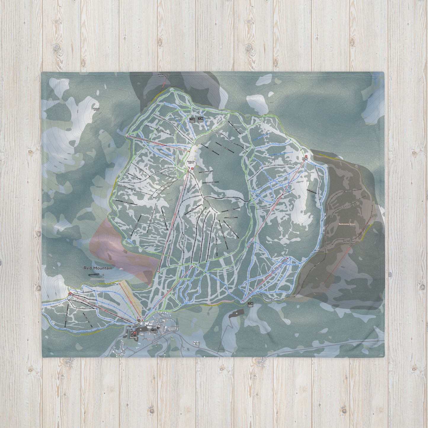 Red Mountain, British Columbia Ski Resort Map Blanket - Powderaddicts
