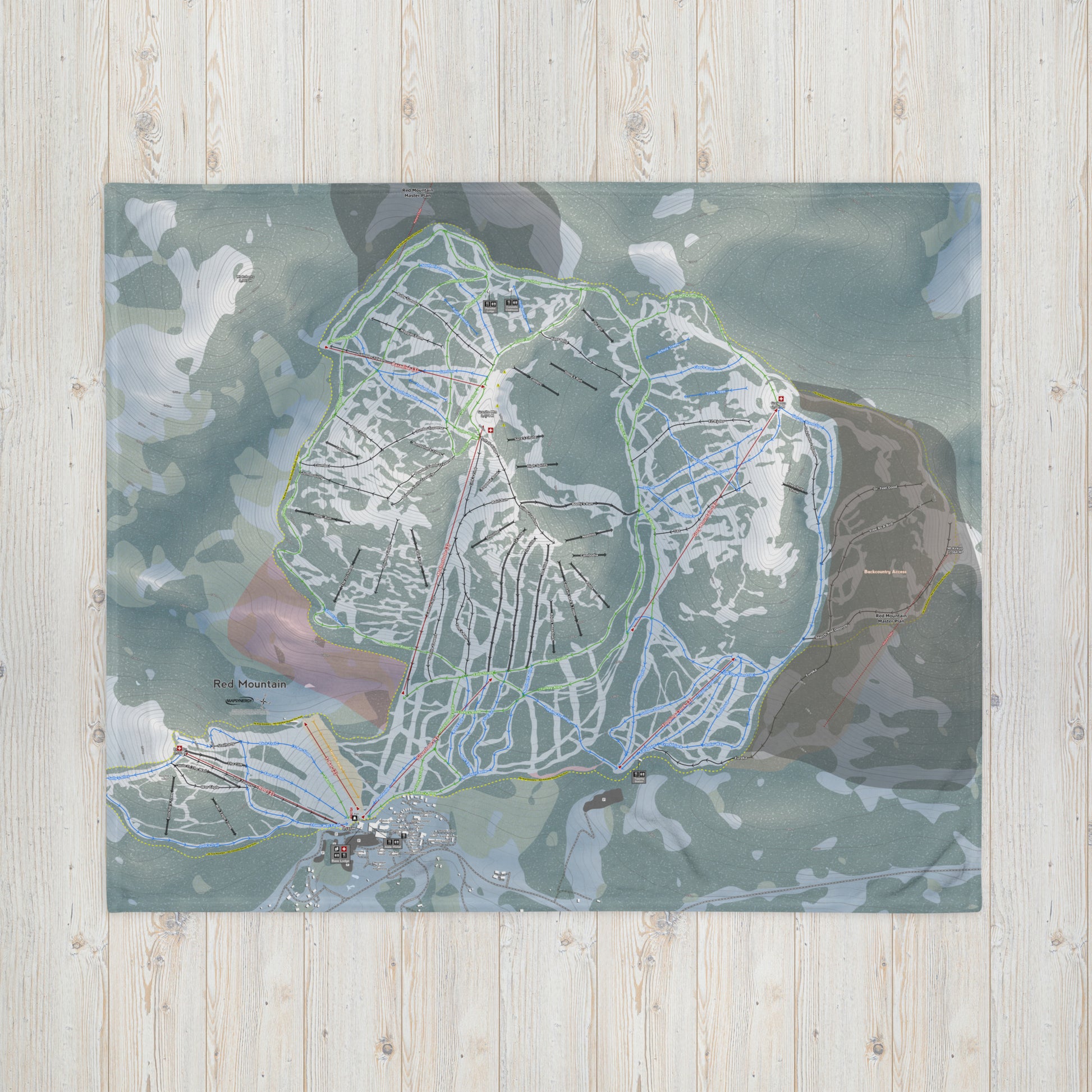 Red Mountain, British Columbia Ski Resort Map Blanket - Powderaddicts