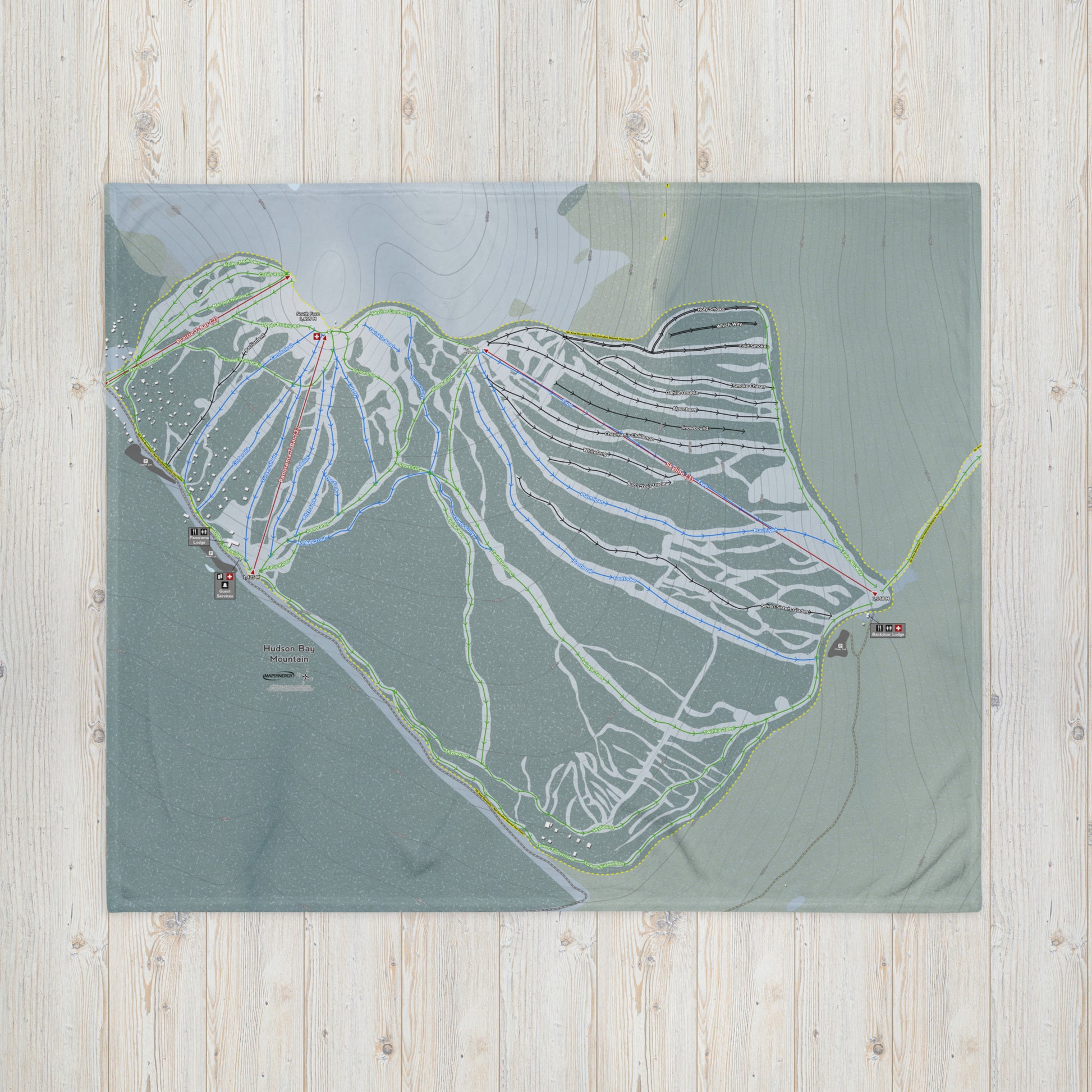 Hudson Bay Mountain, British Columbia Ski Resort Map Blanket - Powderaddicts