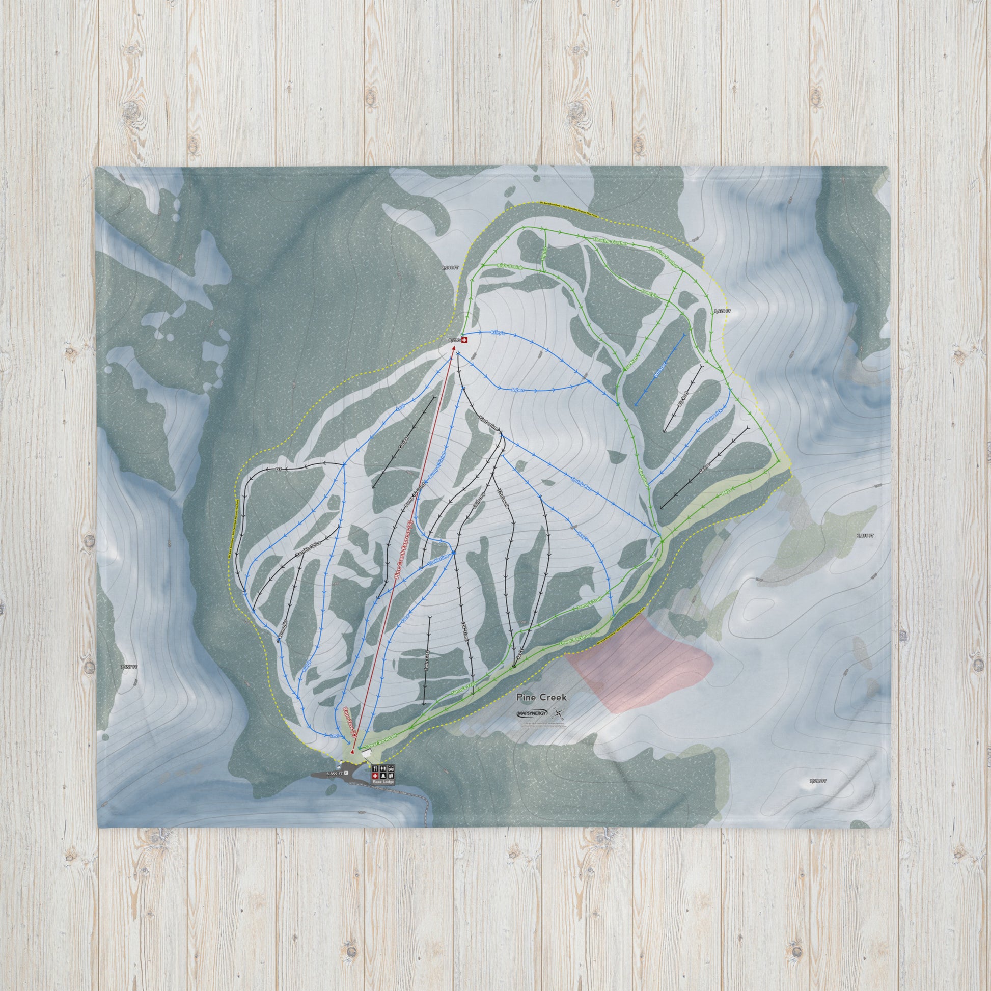 Pine Creek, Wyoming Ski Resort Map Blanket - Powderaddicts