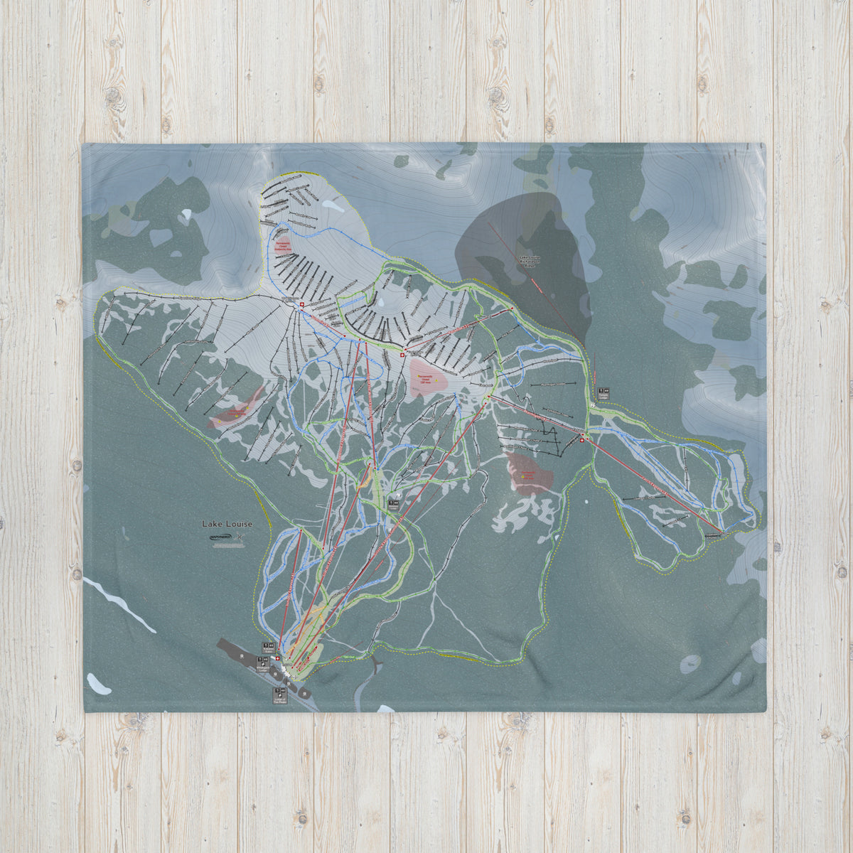 Lake Louise, Alberta Ski Resort Map Blanket - Powderaddicts