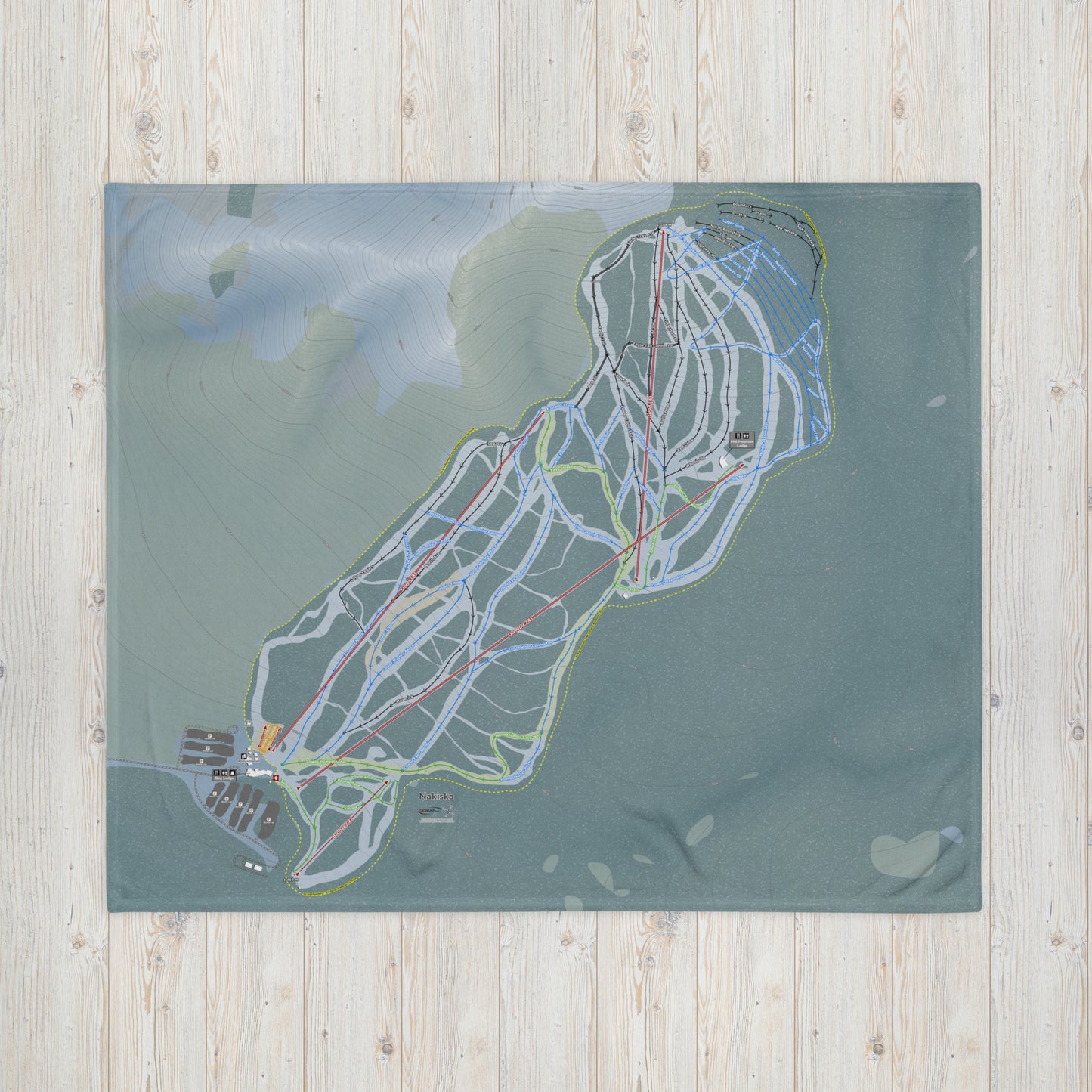 Nakiska, Alberta Ski Resort Map Blanket - Powderaddicts