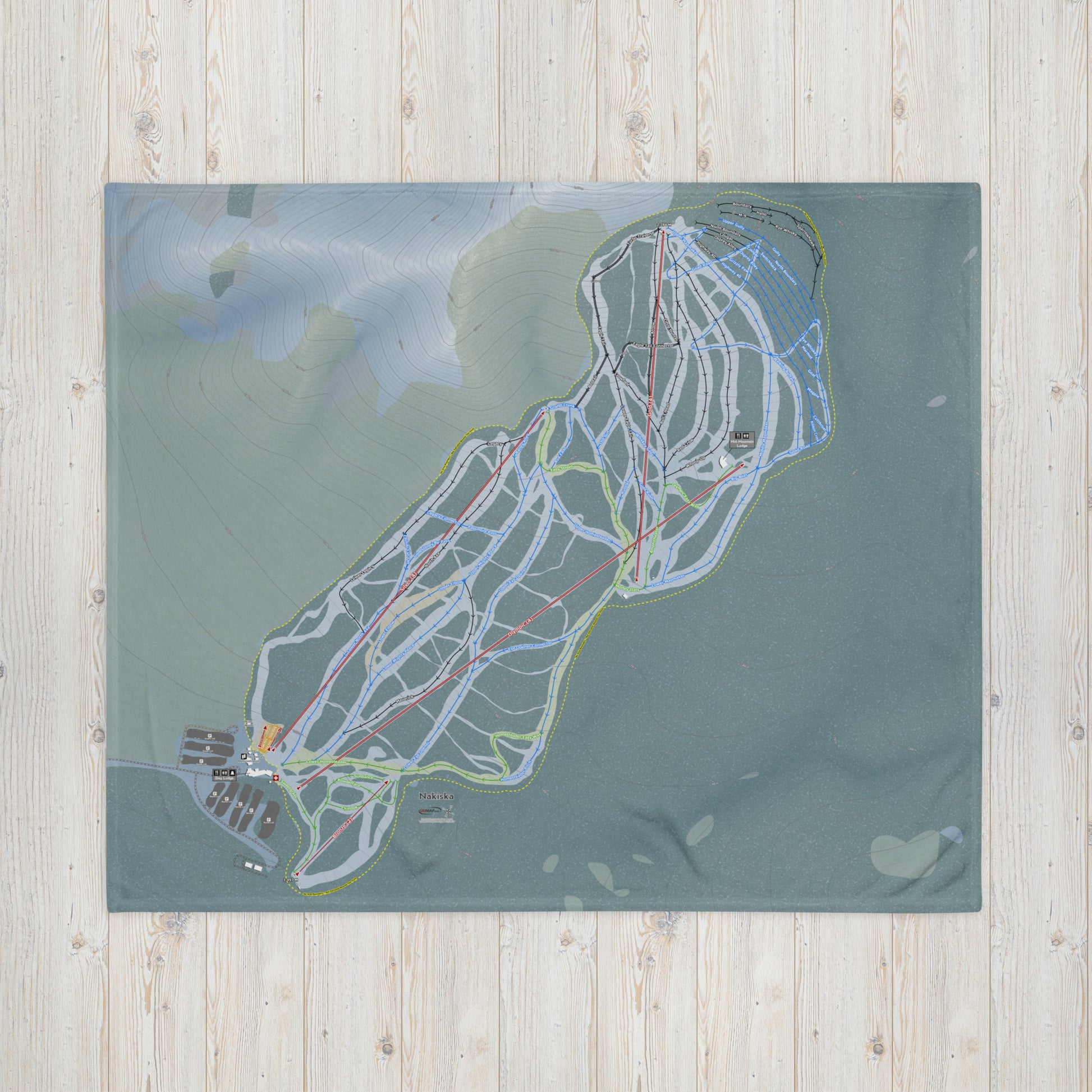Nakiska, Alberta Ski Resort Map Blanket - Powderaddicts