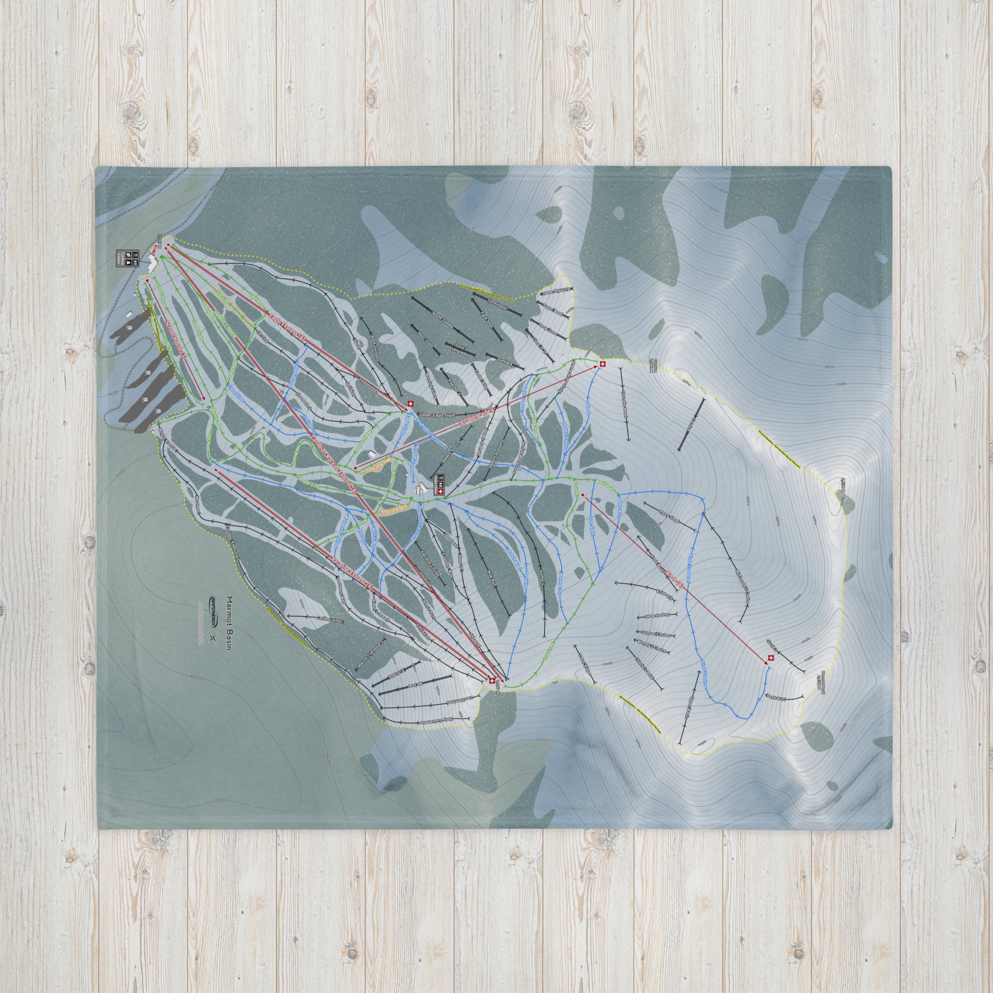 Marmot Basin, Alberta Ski Resort Map Blanket - Powderaddicts