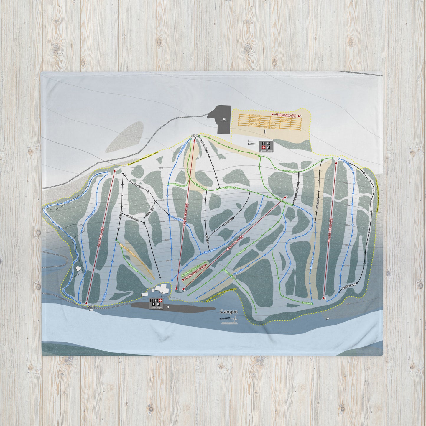 Canyon, Alberta Ski Resort Map Blanket - Powderaddicts
