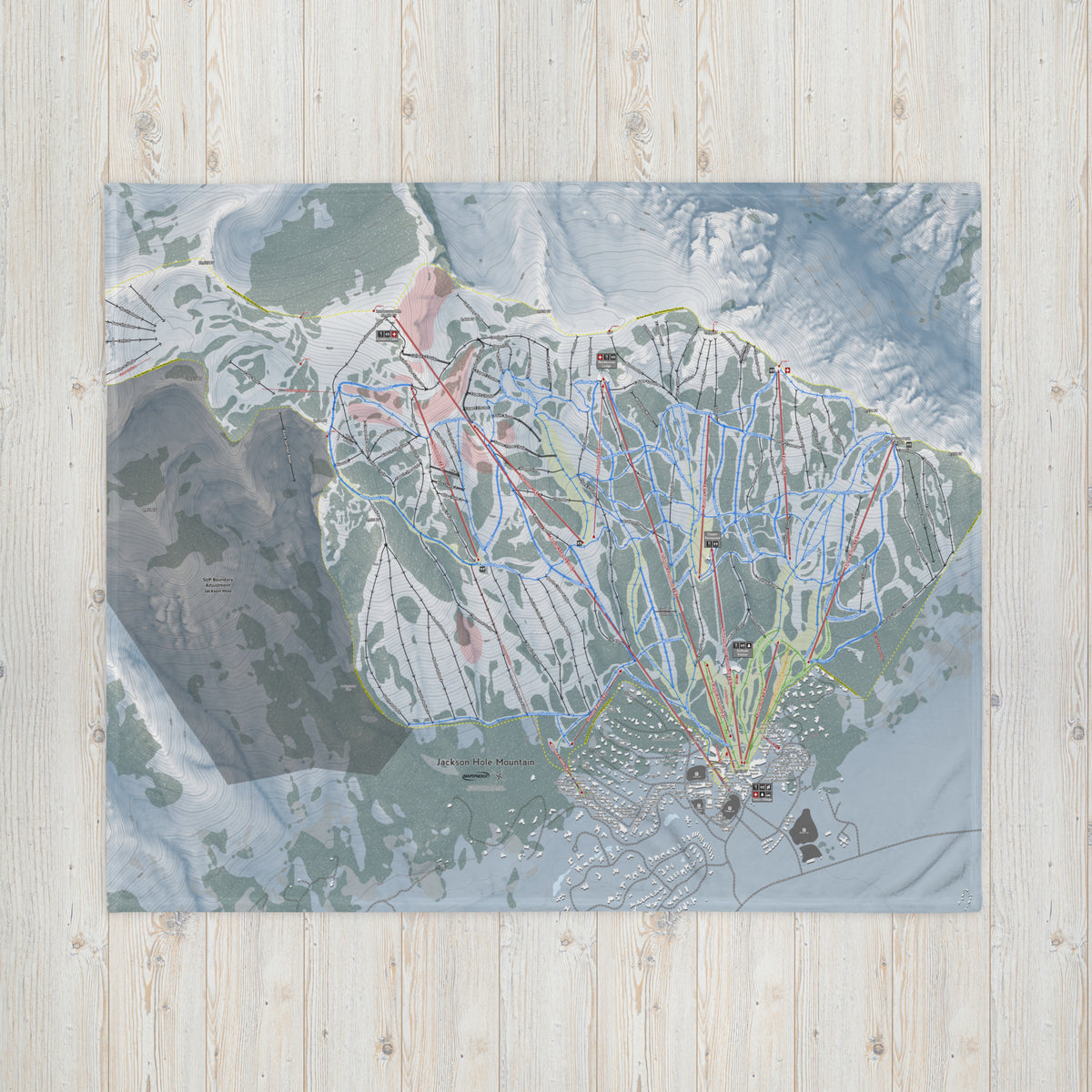 Jackson Hole, Wyoming Ski Resort Map Blanket - Powderaddicts