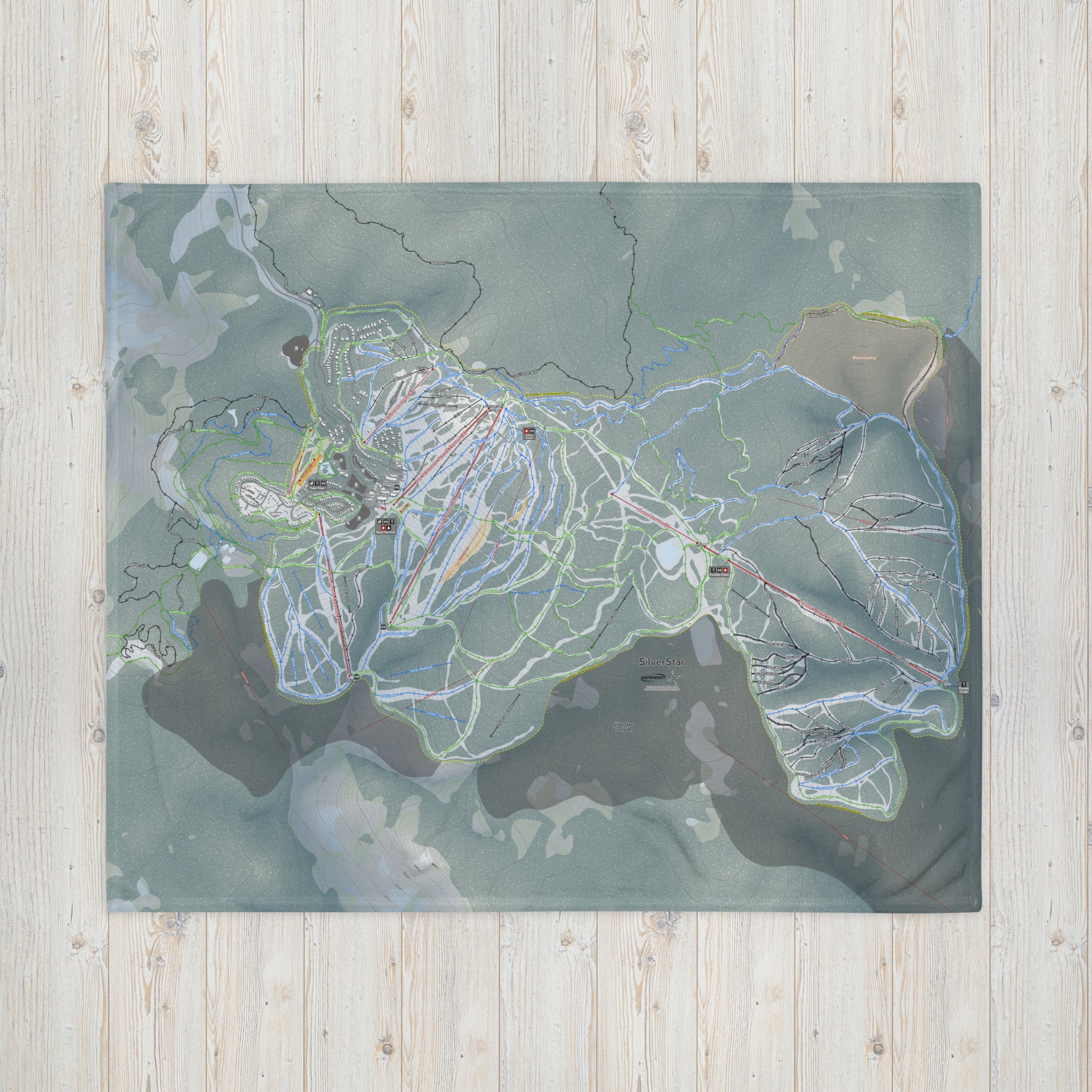 Silver Star, British Columbia Ski Resort Map Blanket - Powderaddicts