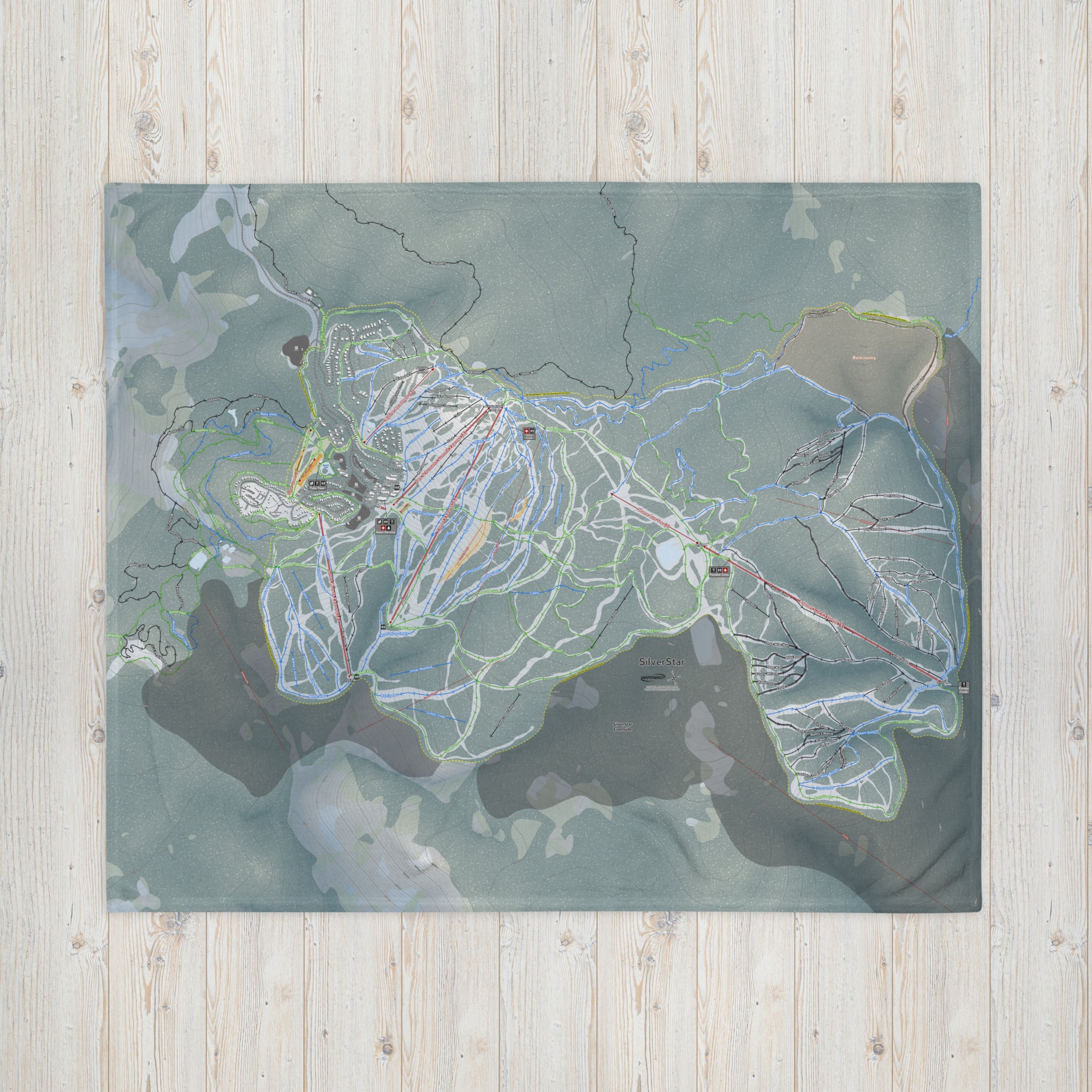 Silver Star, British Columbia Ski Resort Map Blanket - Powderaddicts
