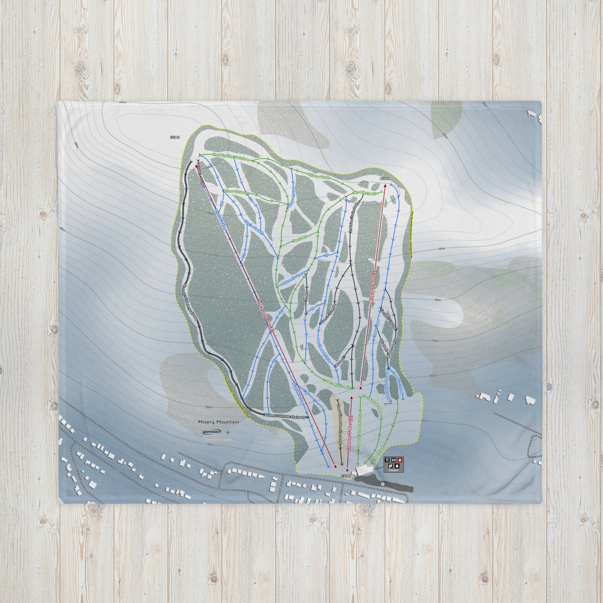 Misery Mountain, Alberta Ski Resort Map Blanket - Powderaddicts