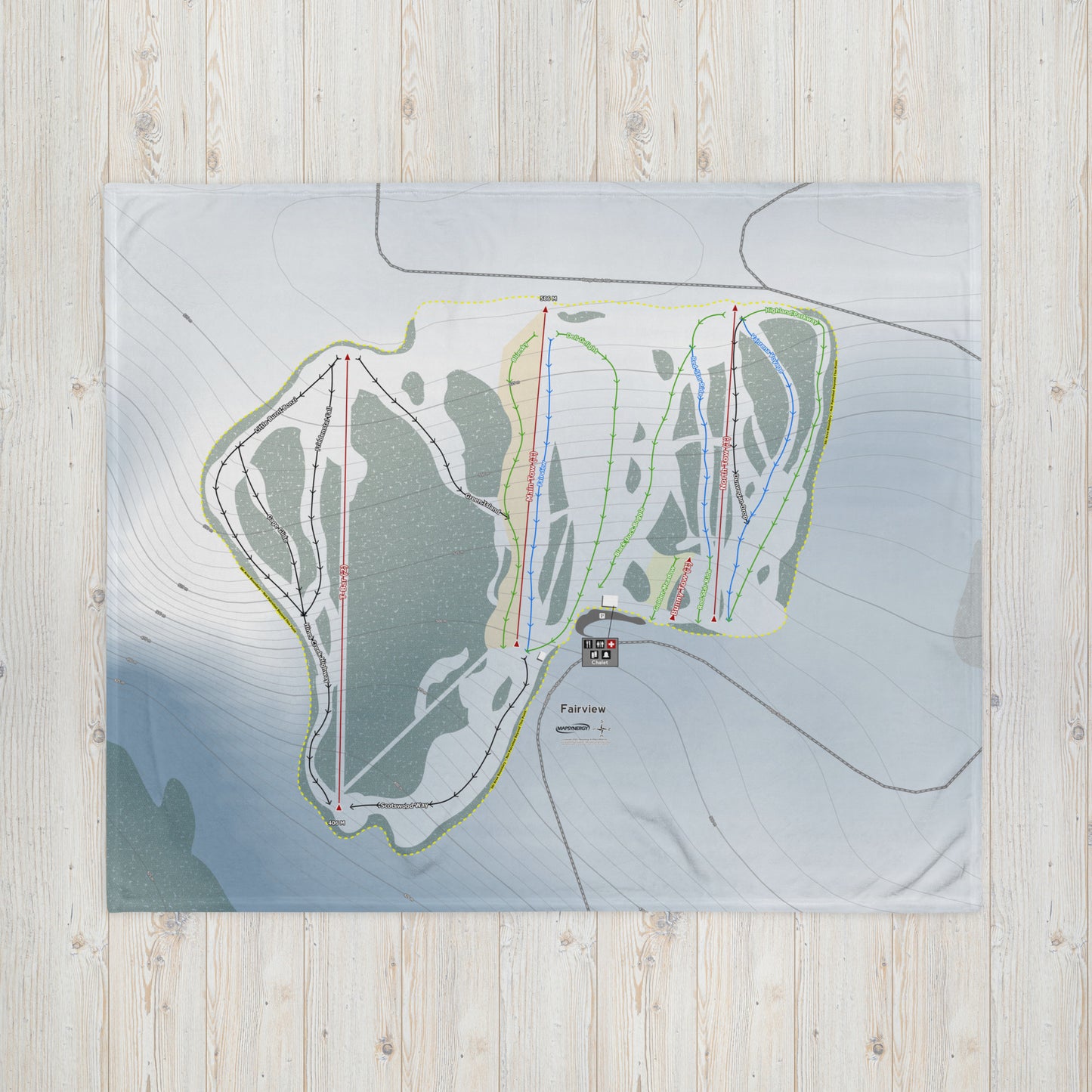 Fairview, Alberta Ski Resort Map Blanket - Powderaddicts