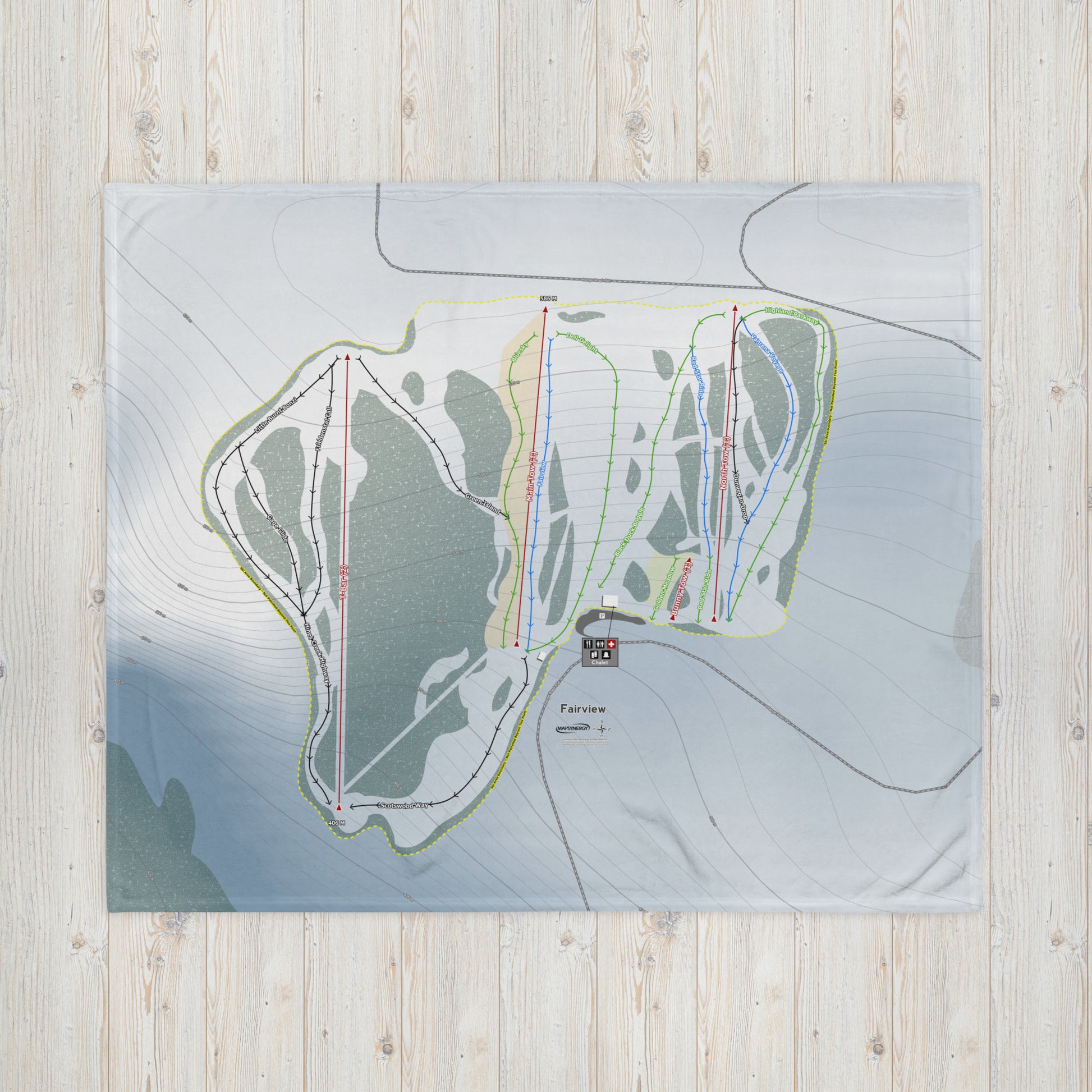 Fairview, Alberta Ski Resort Map Blanket - Powderaddicts