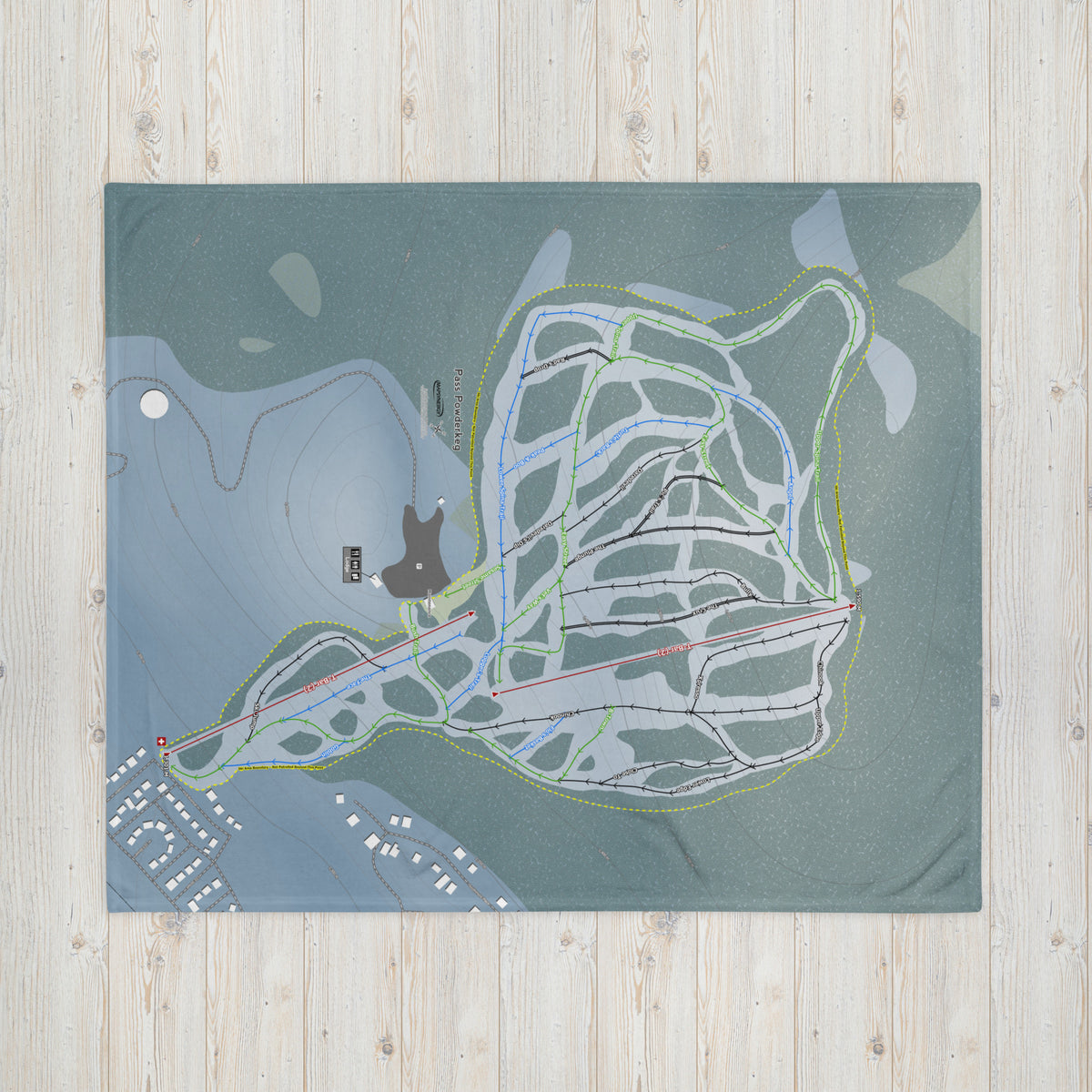 Pass Powderkeg, Alberta Ski Resort Map Blanket - Powderaddicts