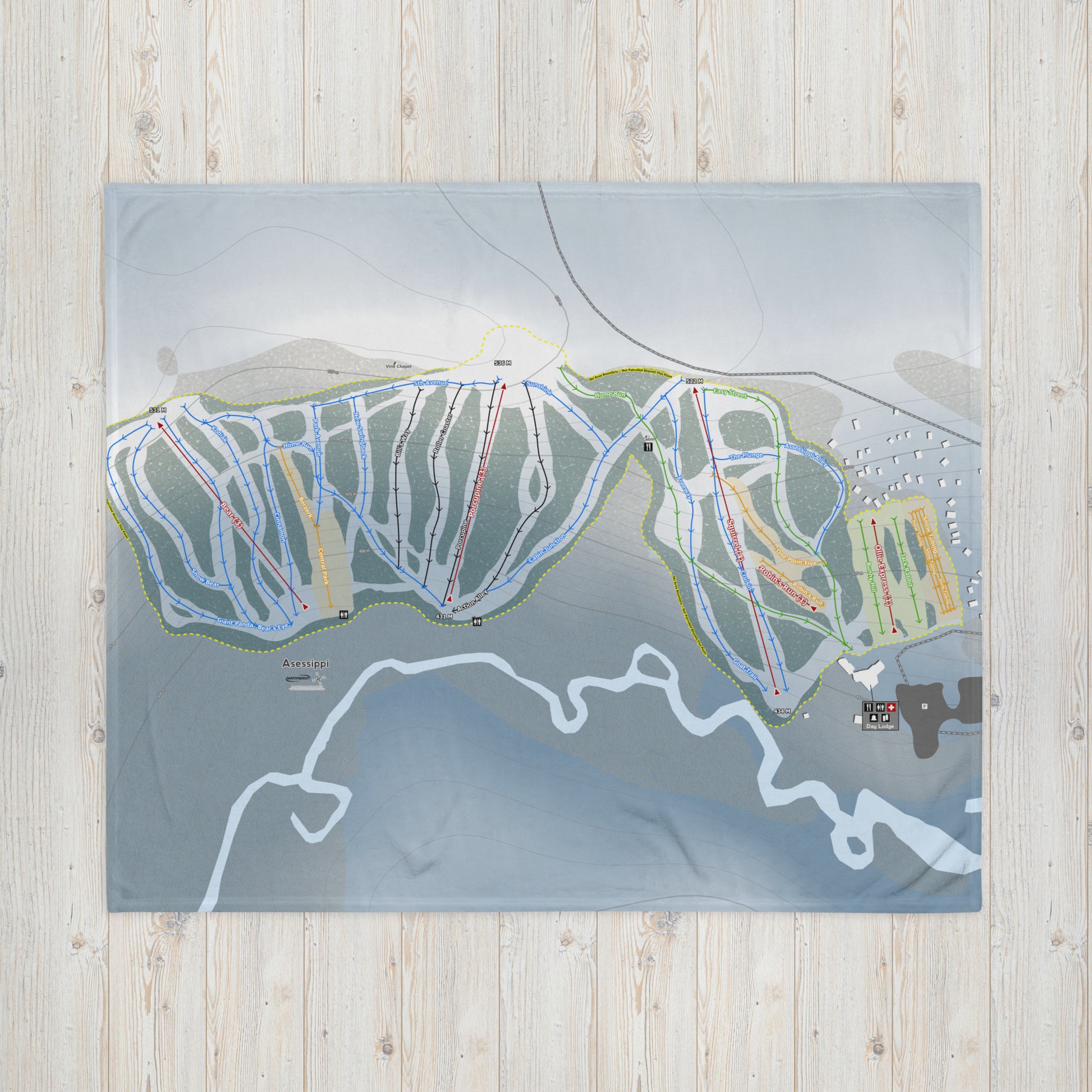 Asessippi, Manitoba Ski Resort Map Blanket - Powderaddicts