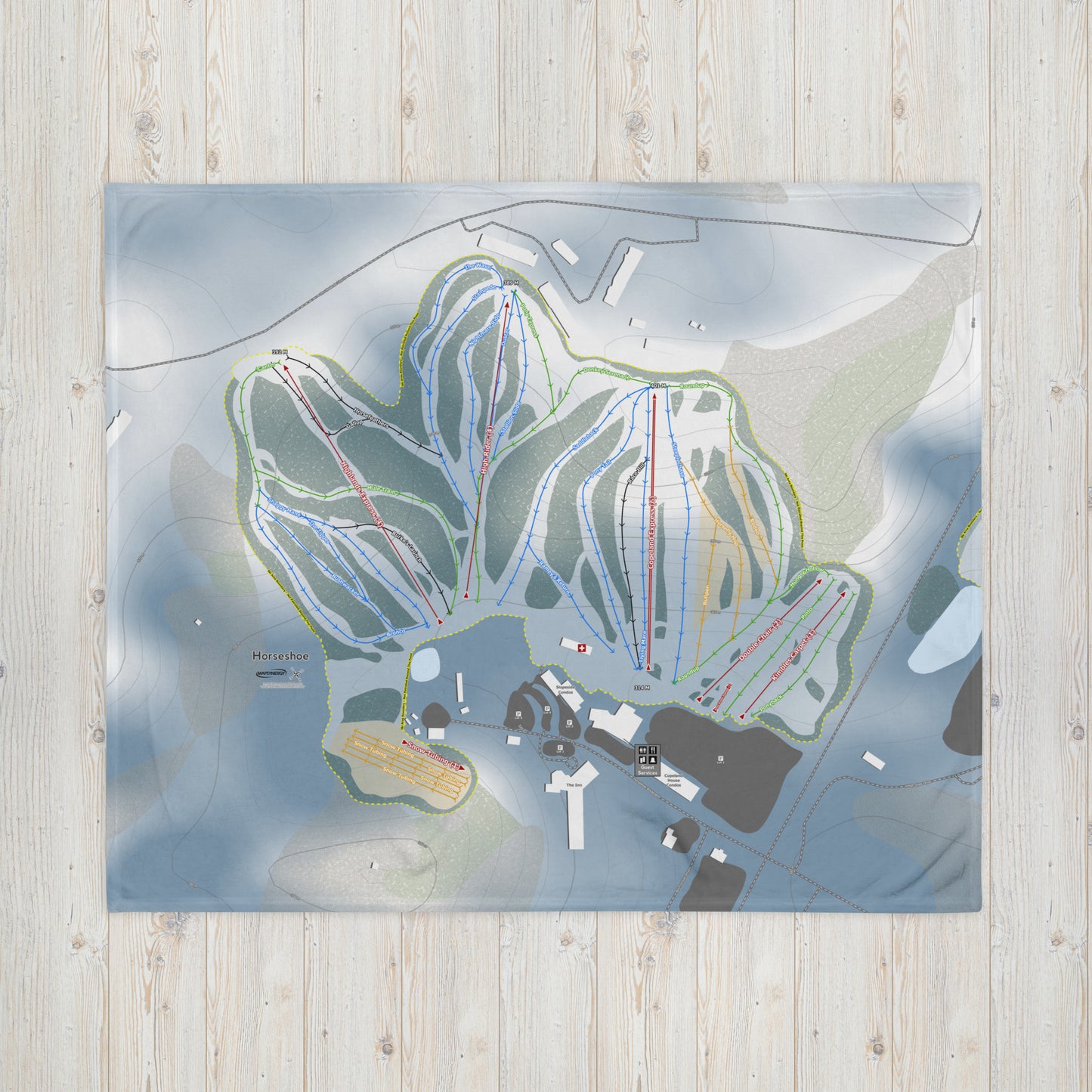 Horseshoe, Ontario Ski Resort Map Blanket - Powderaddicts
