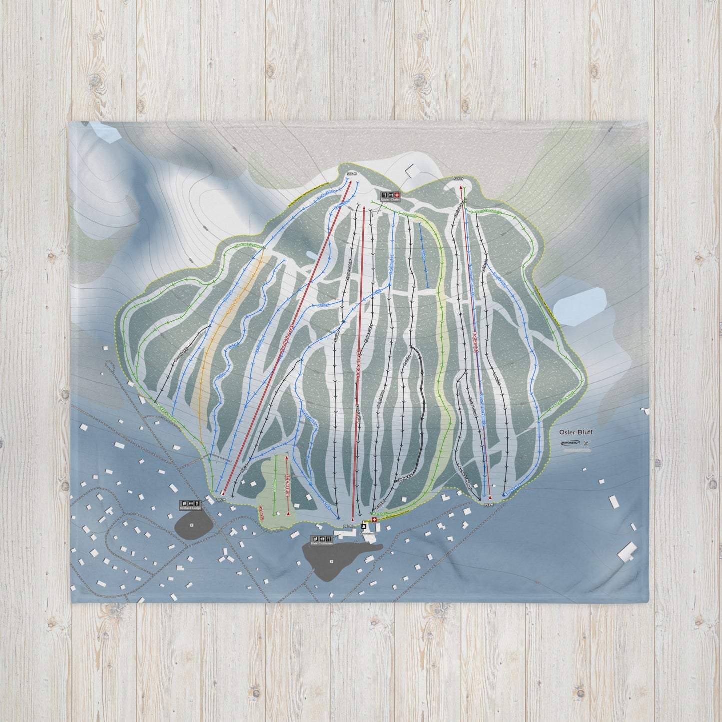Osler Bluff, Ontario Ski Resort Map Blanket - Powderaddicts