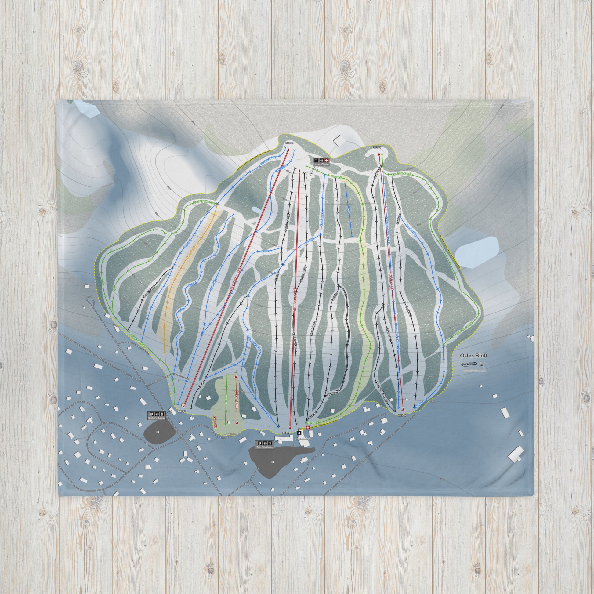 Osler Bluff, Ontario Ski Resort Map Blanket - Powderaddicts