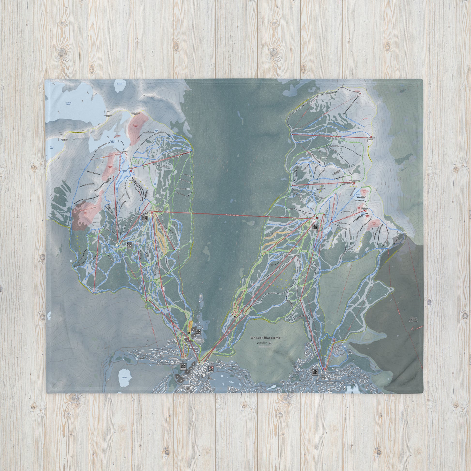 Whistler Blackcomb, British Columbia Ski Resort Map Blanket - Powderaddicts
