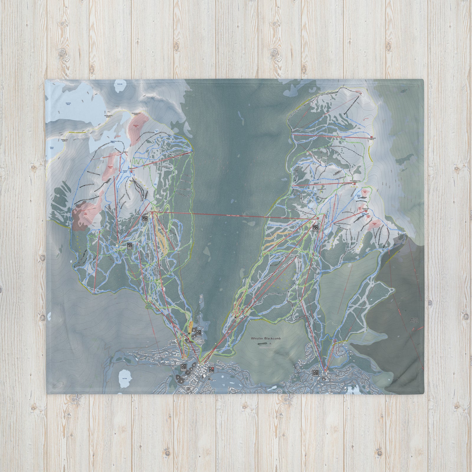Whistler Blackcomb, British Columbia Ski Resort Map Blanket - Powderaddicts