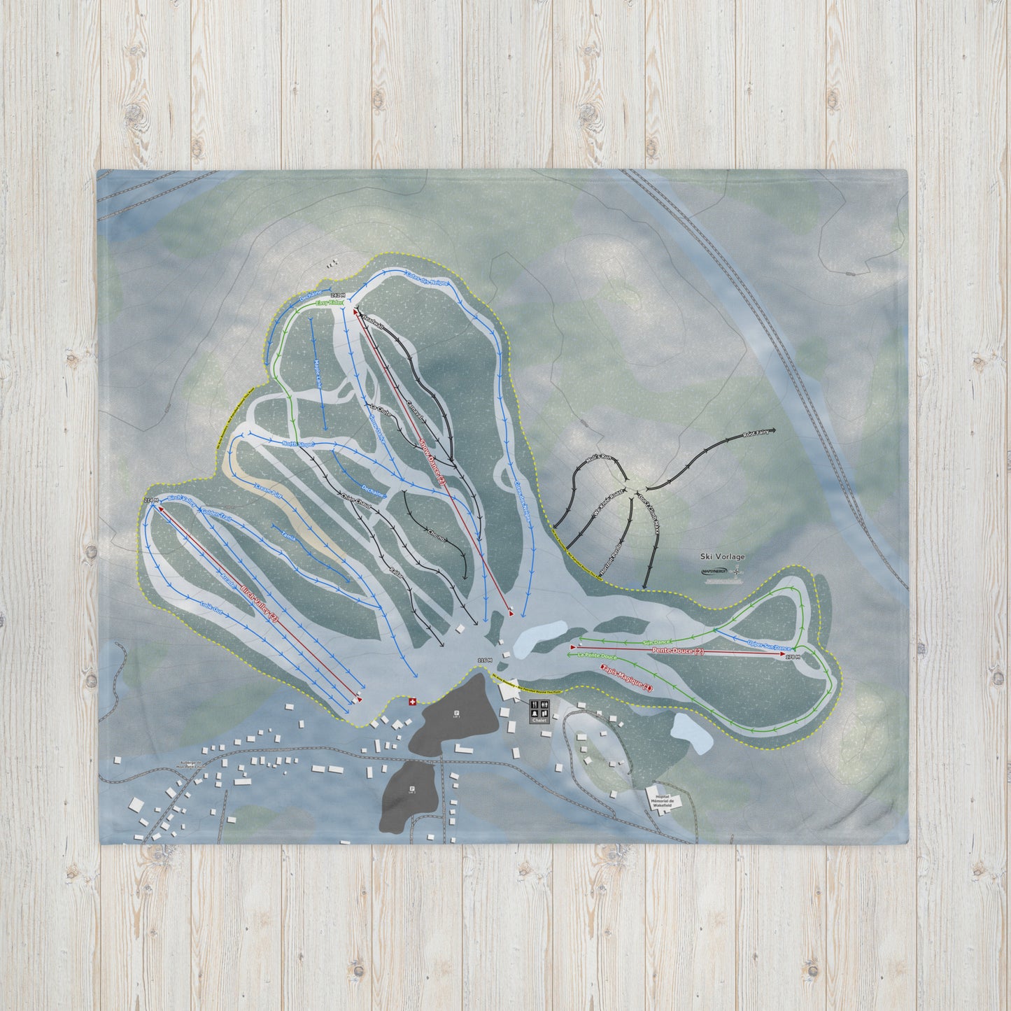 Ski Vorlage, Quebec Ski Resort Map Blanket - Powderaddicts