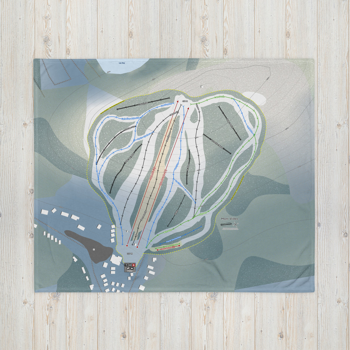 Mont Video, Quebec Ski Resort Map Blanket - Powderaddicts