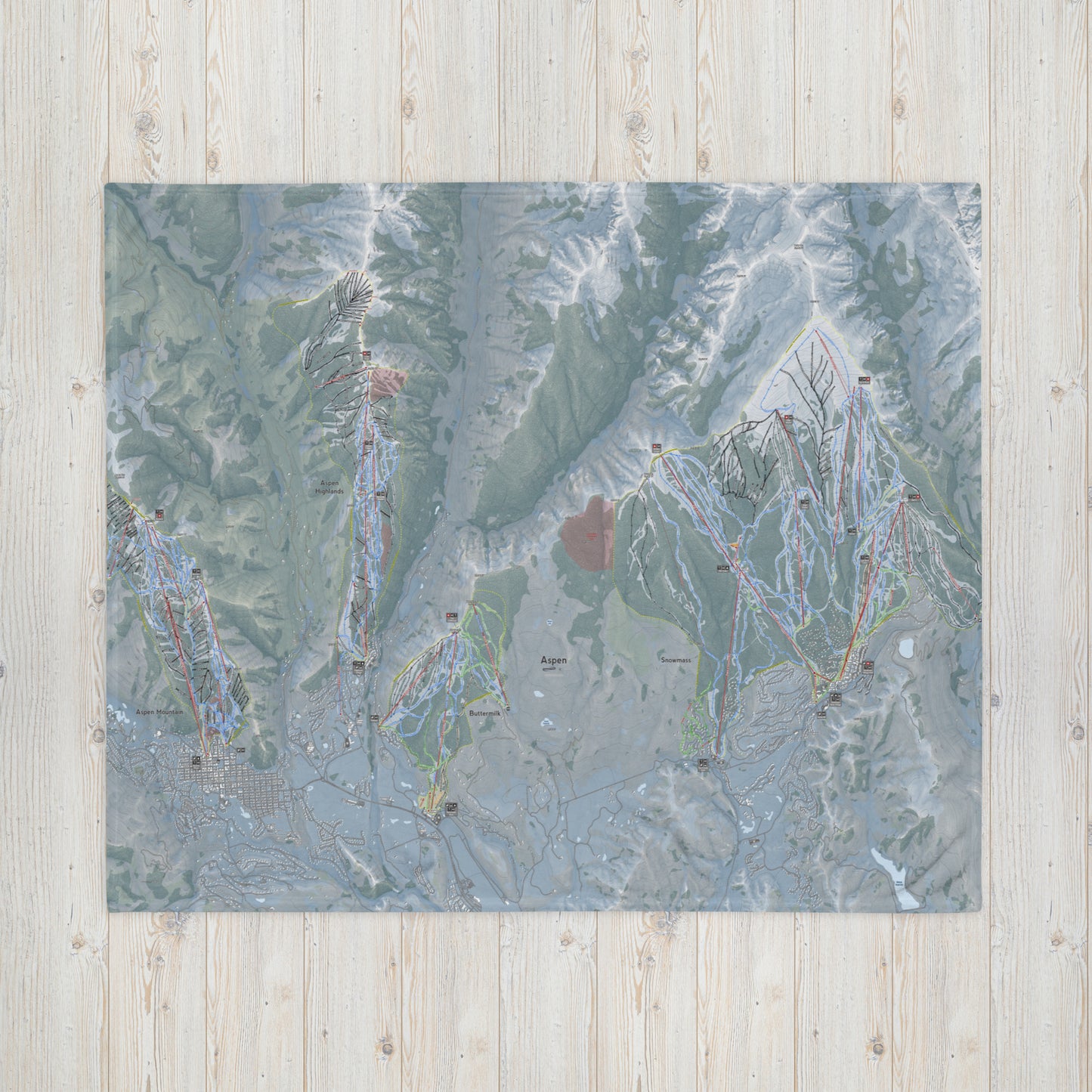 Aspen Snowmass, Colorado Ski Resort Map Blanket - Powderaddicts