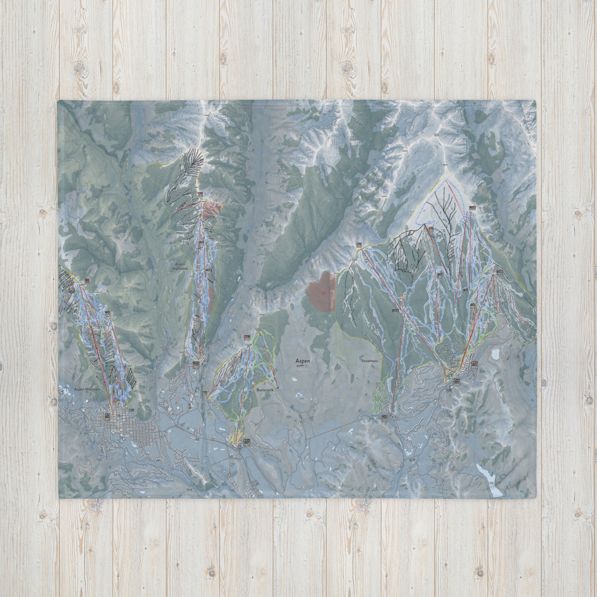 Aspen Snowmass, Colorado Ski Resort Map Blanket - Powderaddicts