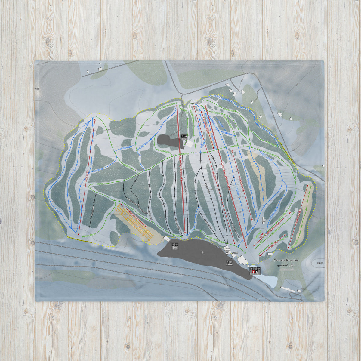 Cascade Mountain, Wisconsin Ski Resort Map Blanket