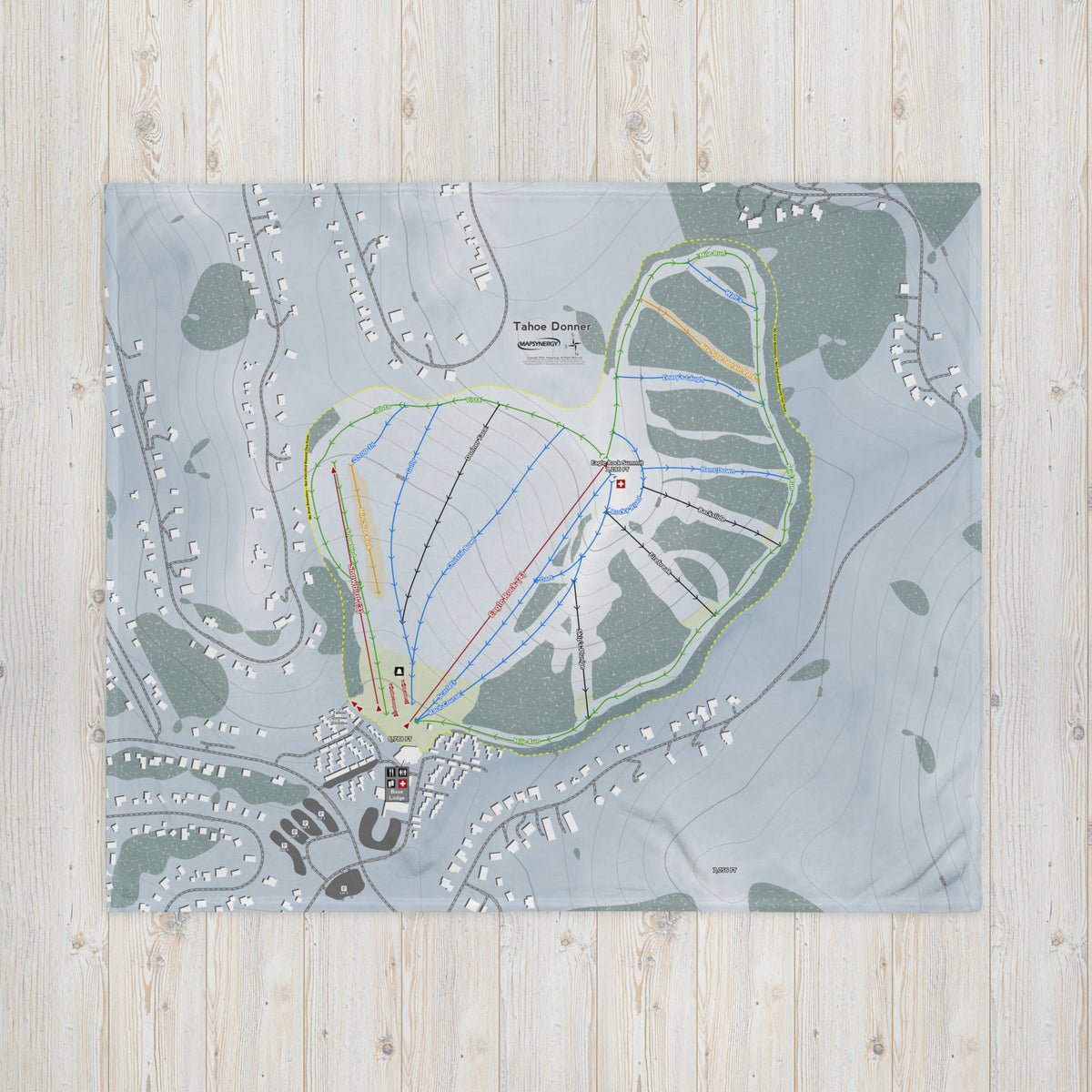 Tahoe Donner, California Ski Resort Map Blanket - Powderaddicts