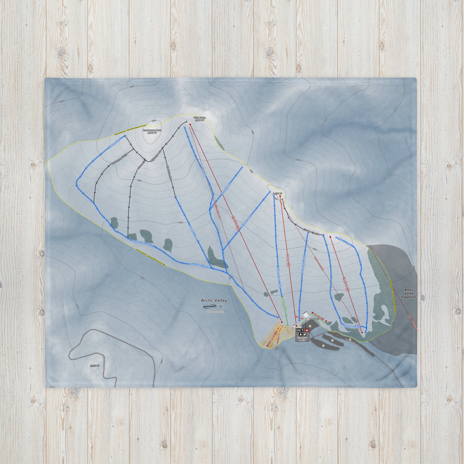 Arctic Valley, Alaska Ski Resort Map Blanket