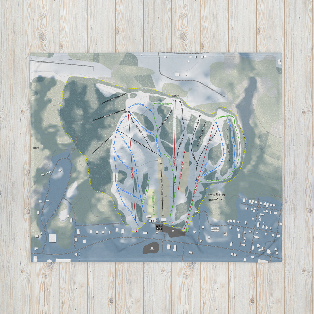Mont Ripley Map Mont Ripley, Michigan Ski Resort Map Fleece Blanket - Powderaddicts