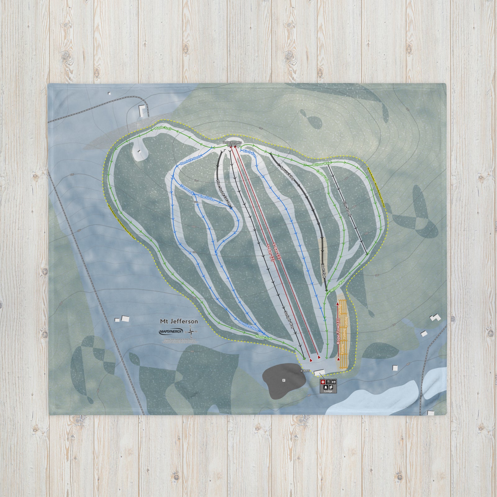 Mt Jefferson, Maine Ski Resort Map Blanket