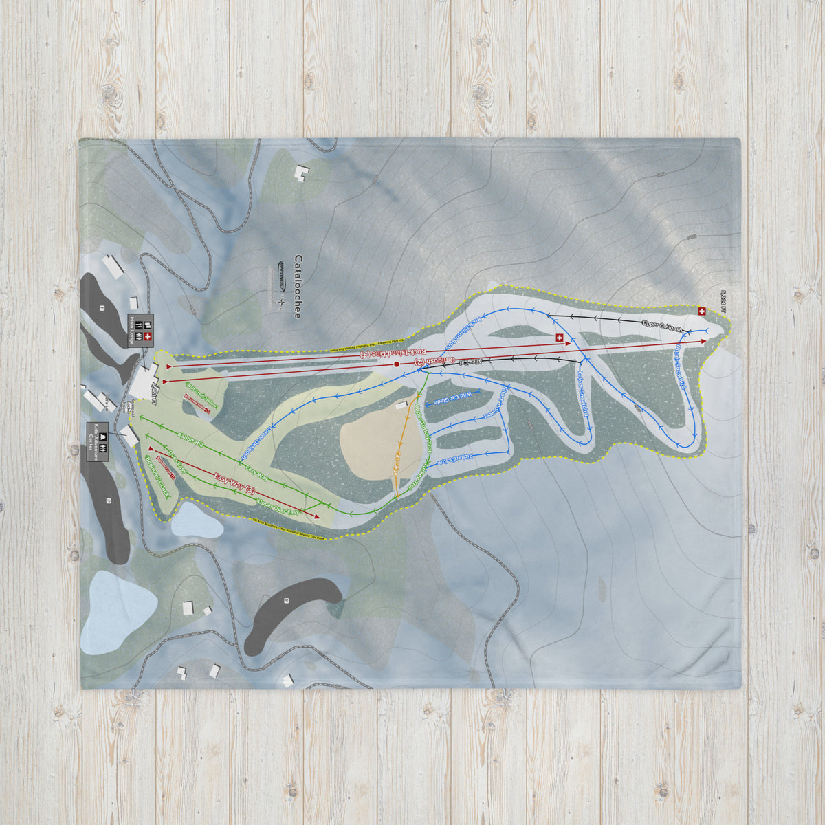 Cataloochee, North Carolina Ski Resort Map Blanket
