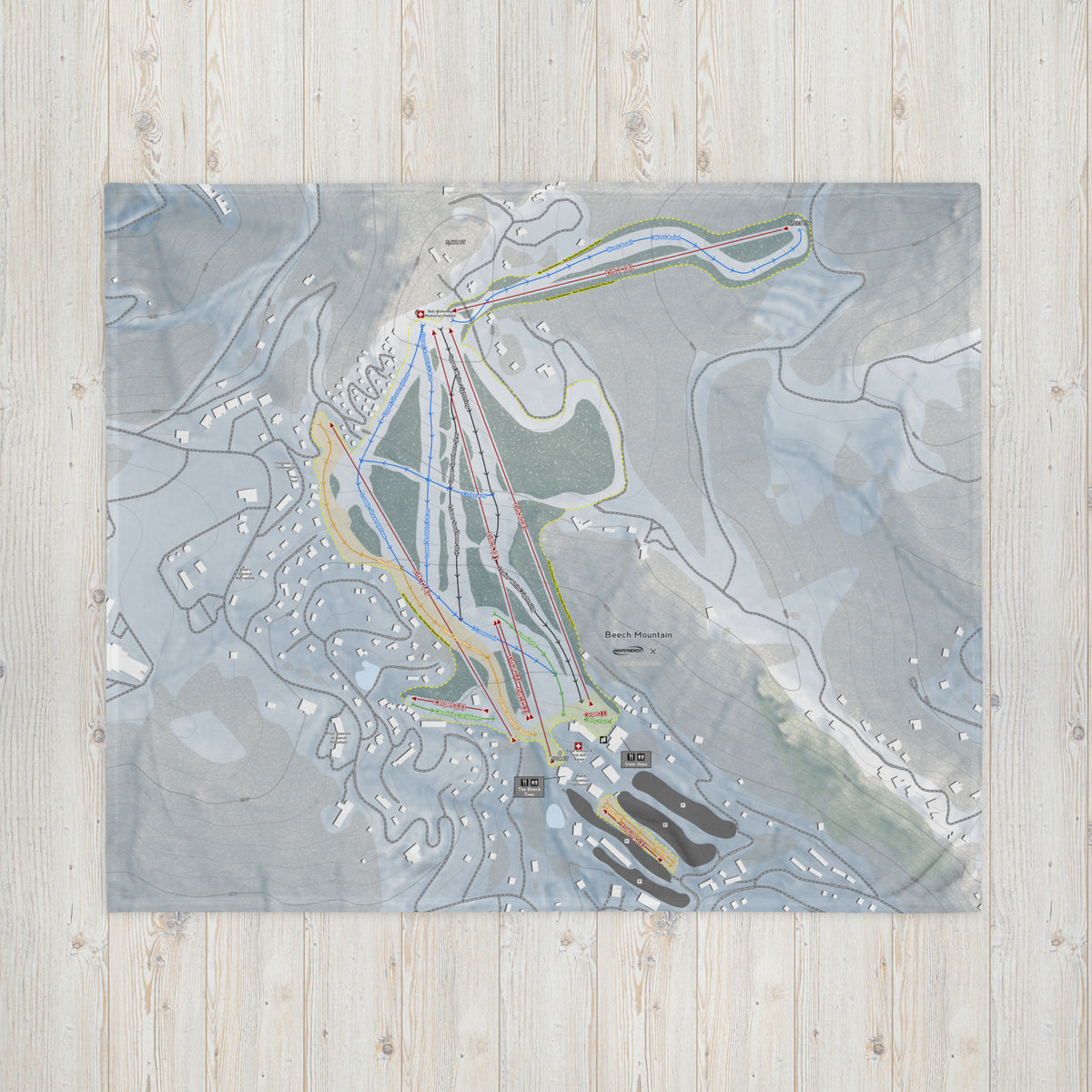 Beech Mountain, North Carolina Ski Resort Map Blanket