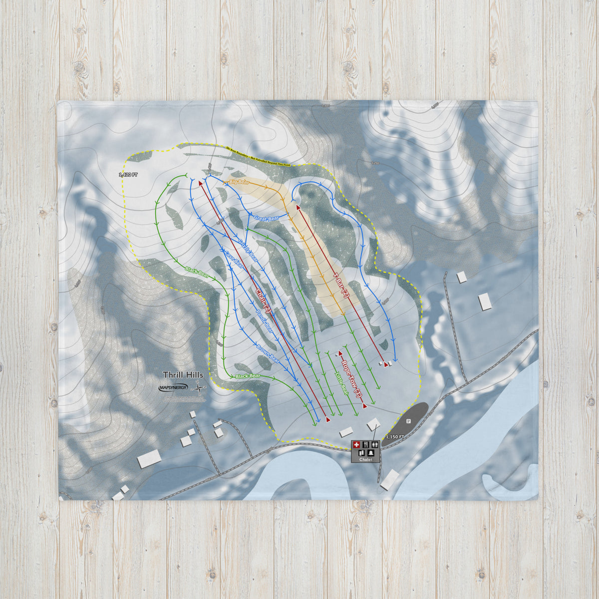 Thrill Hills, North Dakota Ski Resort Map Blanket