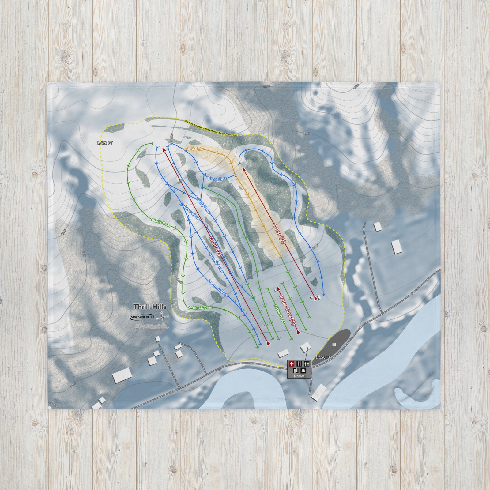 Thrill Hills, North Dakota Ski Resort Map Blanket