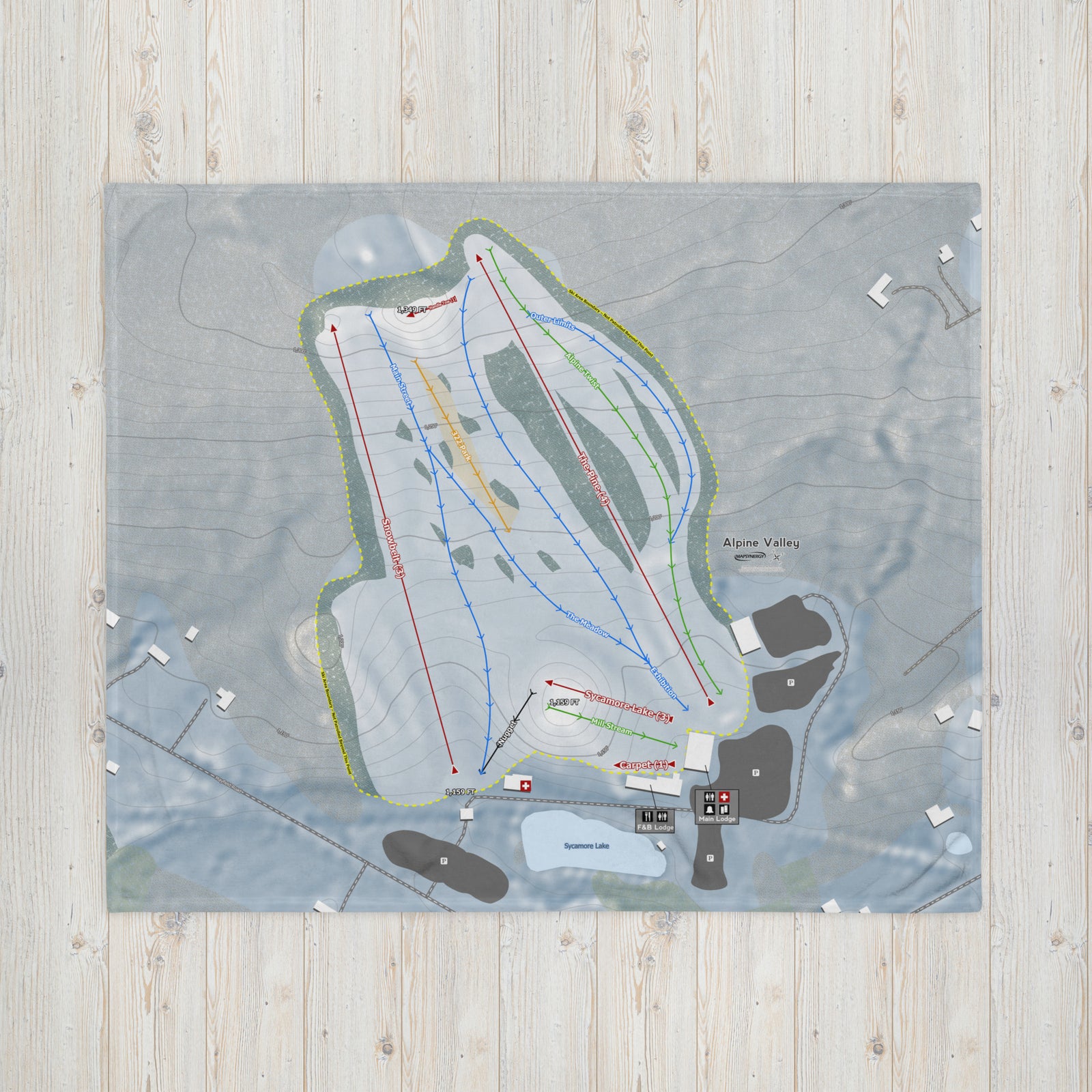 Alpine Valley, Ohio Ski Resort Map Blanket