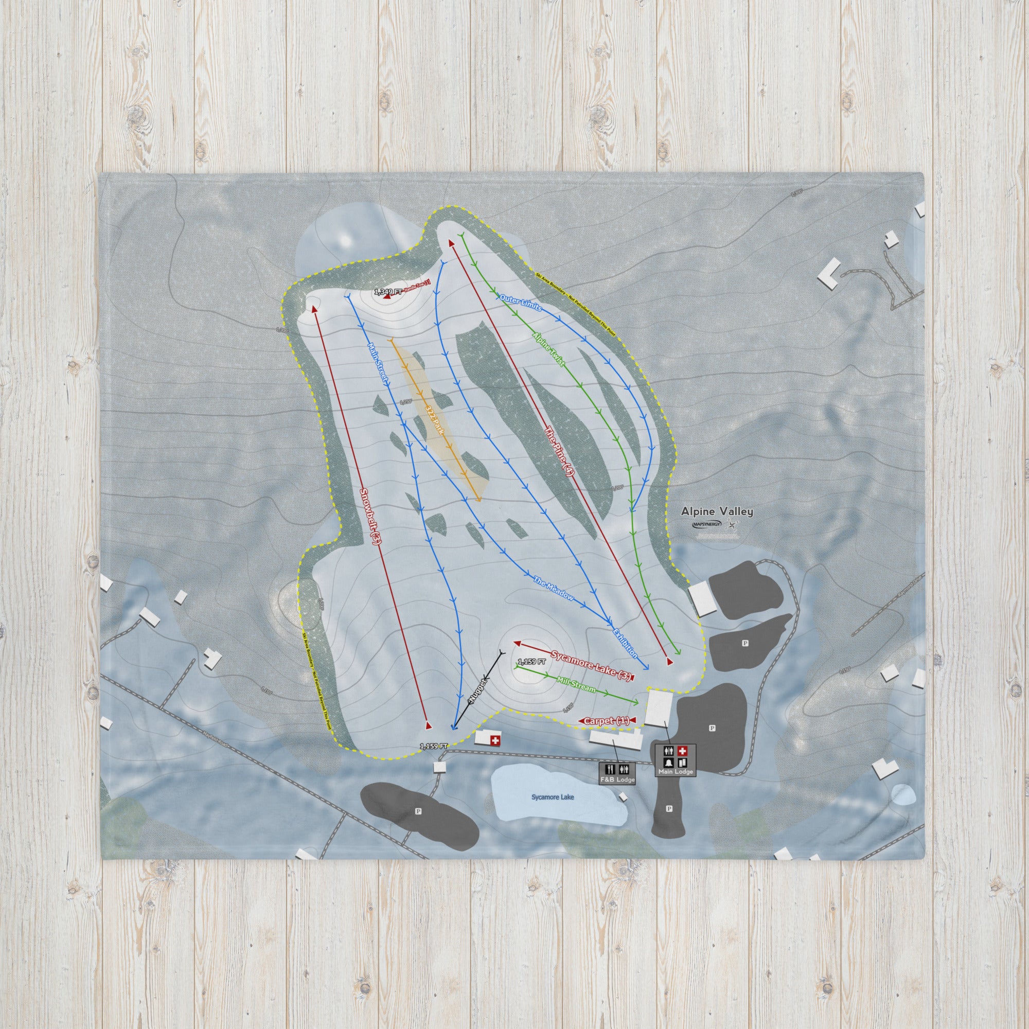 Alpine Valley, Ohio Ski Resort Map Blanket