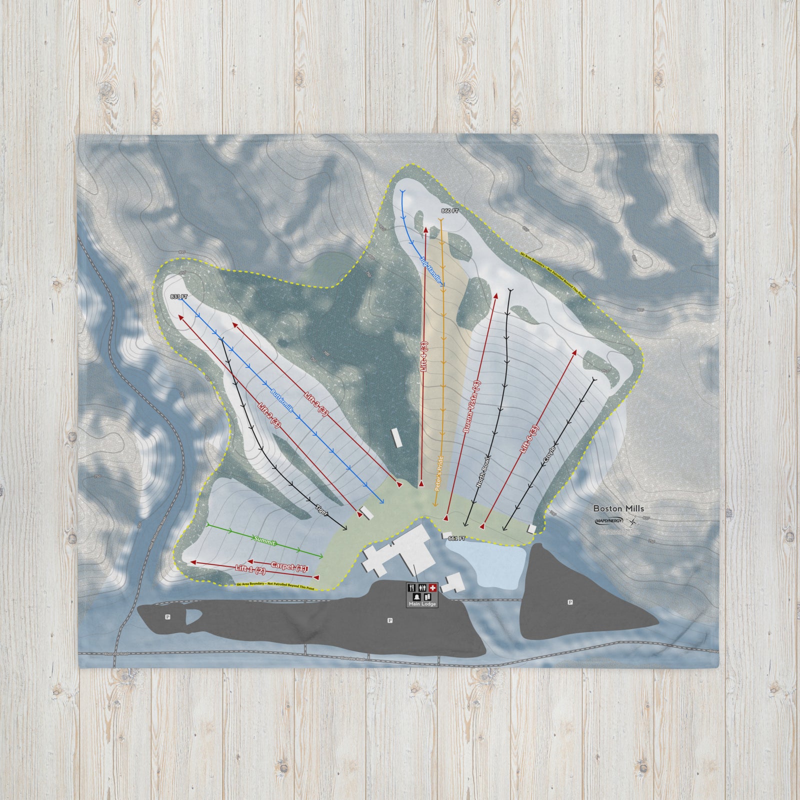 Boston Mills, Ohio Ski Resort Map Blanket
