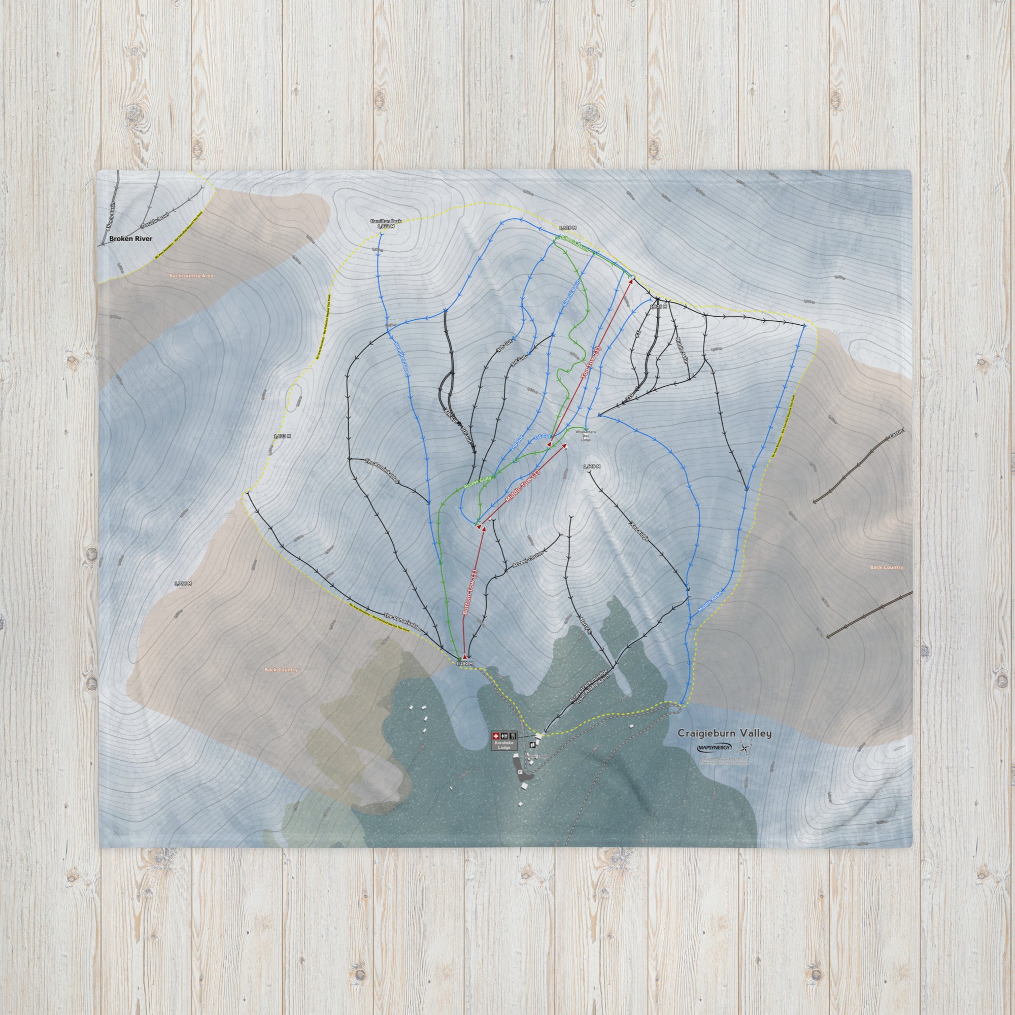 Craigieburn Valley, New Zealand Ski Resort Map Blanket