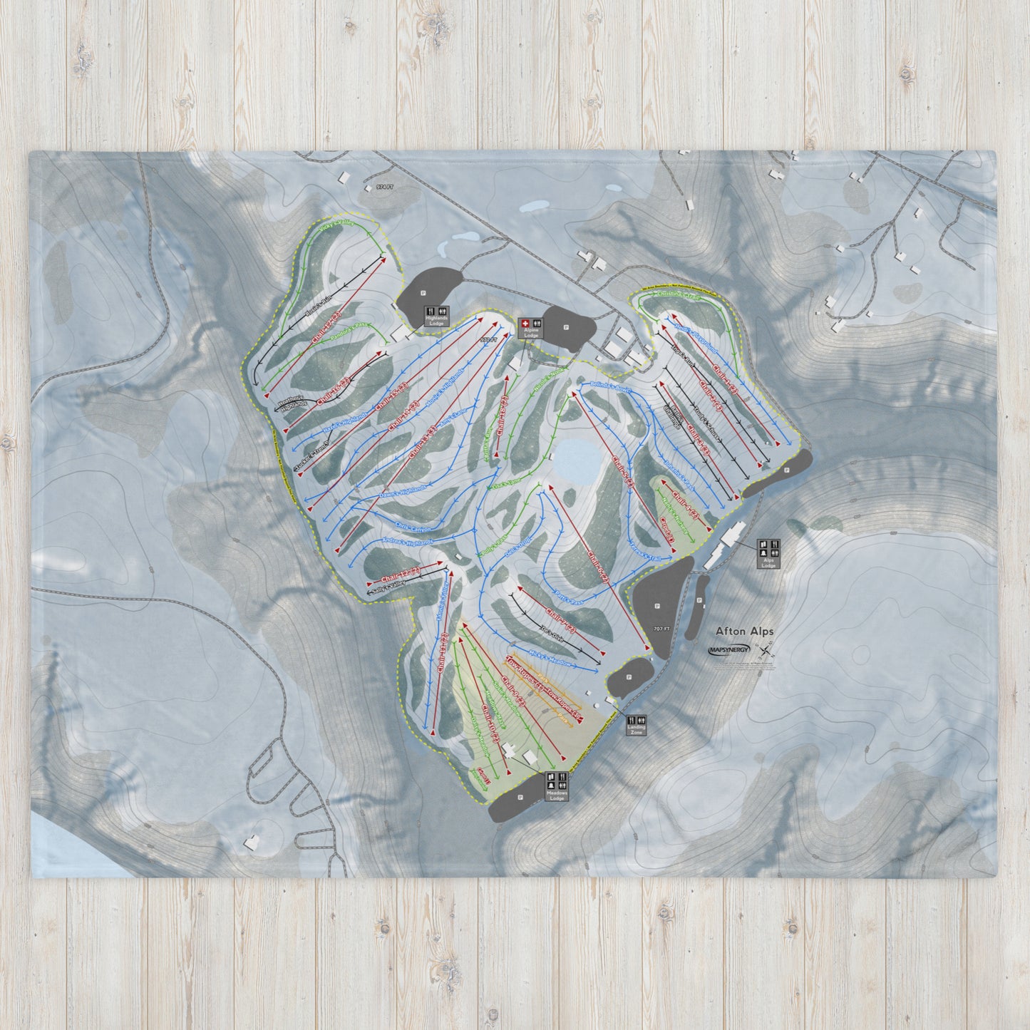 Afton Alps, Minnesota Ski Resort Map Blanket - Powderaddicts
