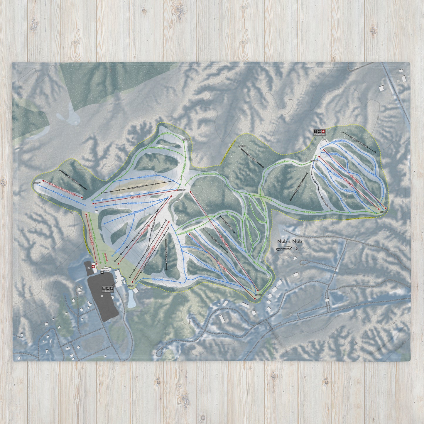 NUB'S NOB, MICHIGAN SKI RESORT MAP BLANKET - Powderaddicts