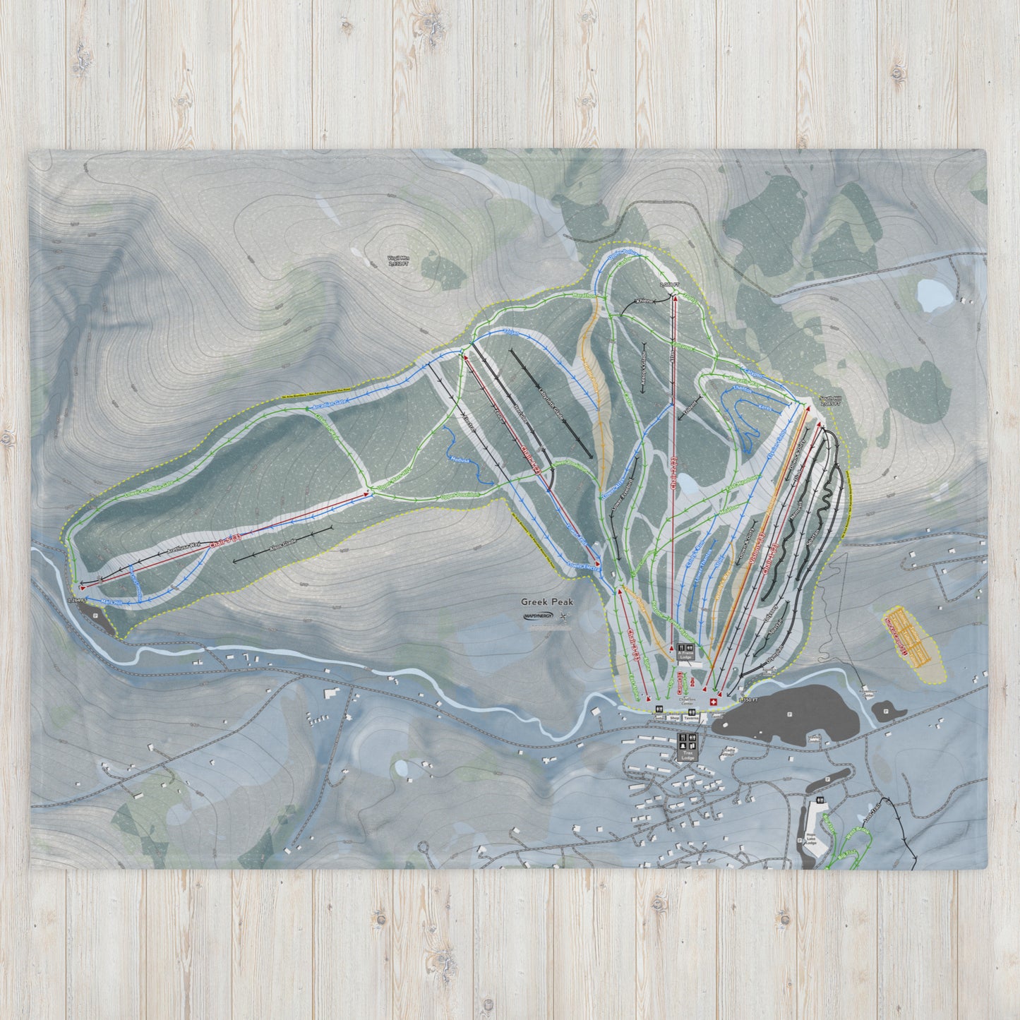 GREEK PEAK, NEW YORK SKI RESORT MAP BLANKET - Powderaddicts