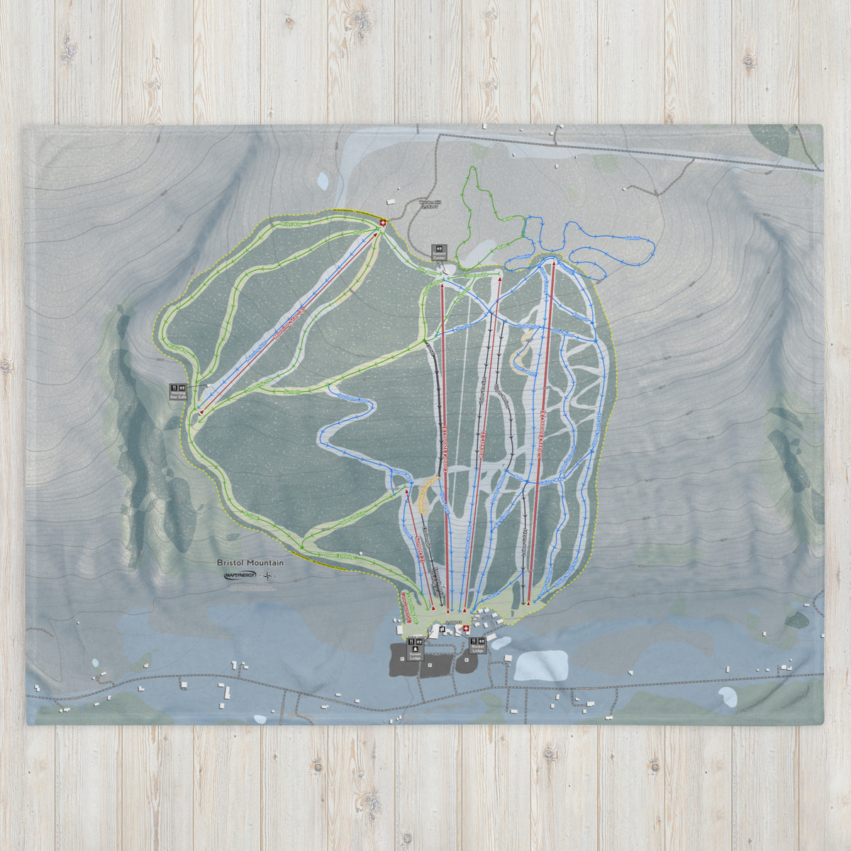 BRISTOL MOUNTAIN, NEW YORK SKI RESORT MAP BLANKET