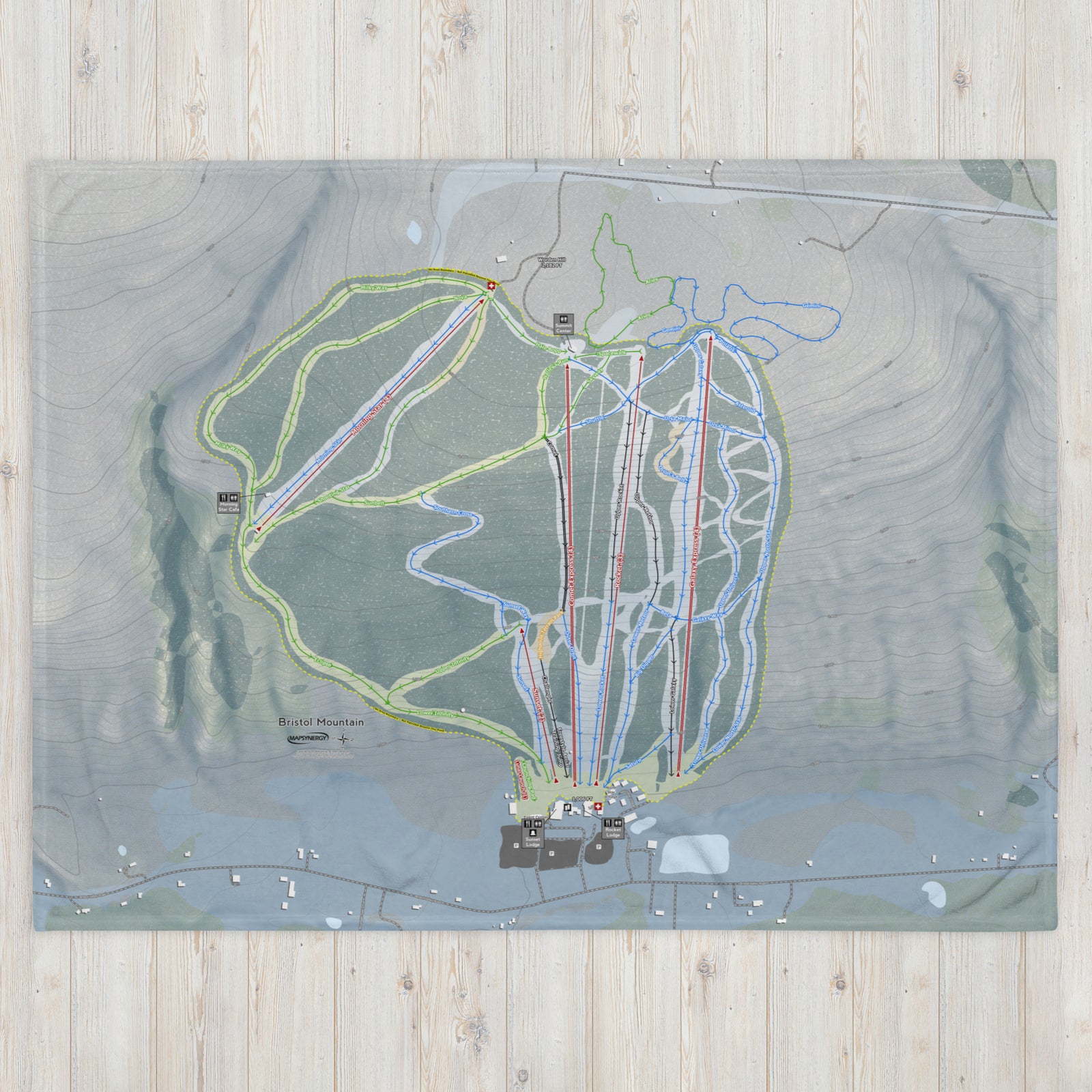 BRISTOL MOUNTAIN, NEW YORK SKI RESORT MAP BLANKET