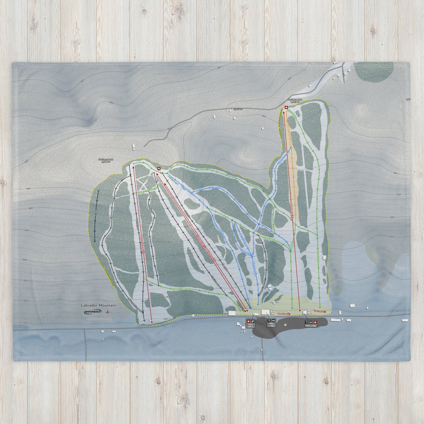 LABRADOR MOUNTAIN, NEW YORK SKI RESORT MAP BLANKET - Powderaddicts